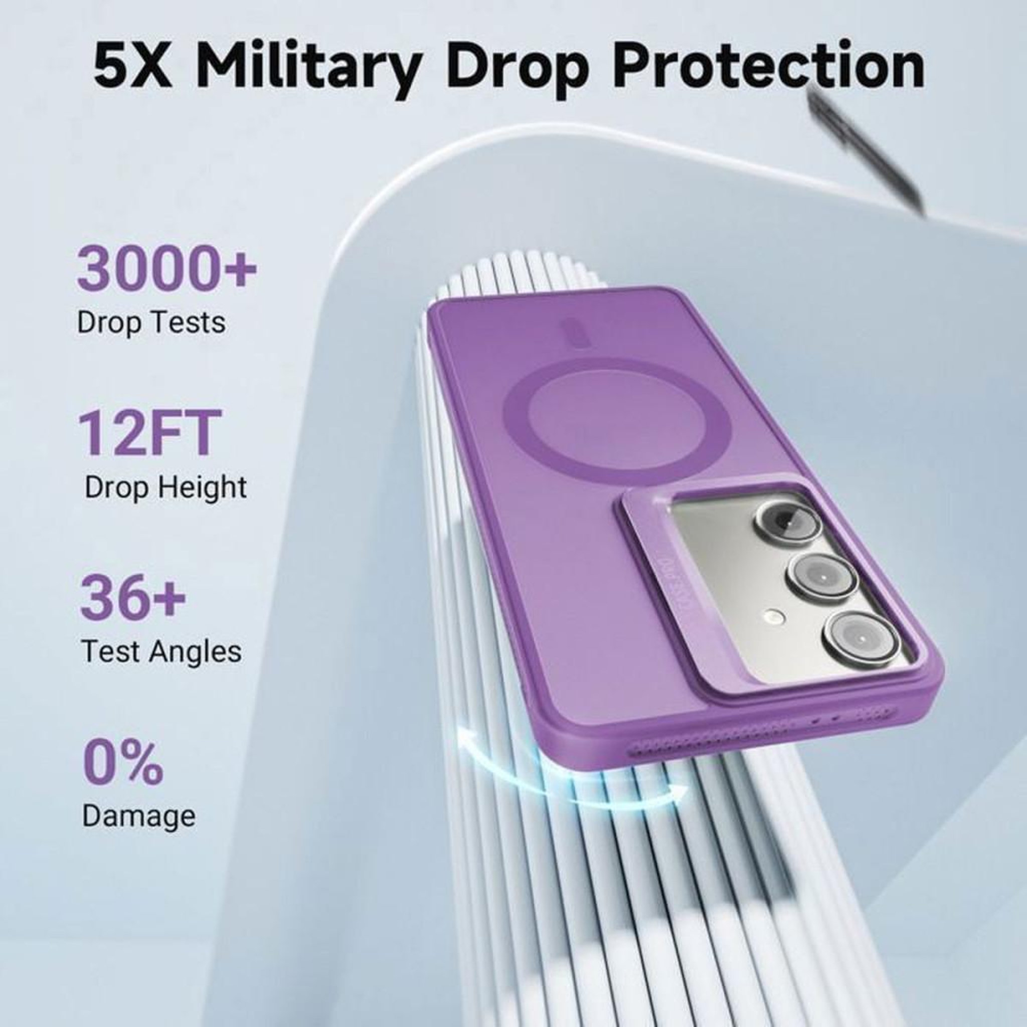 Voir la diapositive 6 : Coque violette avec protection en verre trempé pour Samsung Galaxy S24+ et support à anneau rotatif