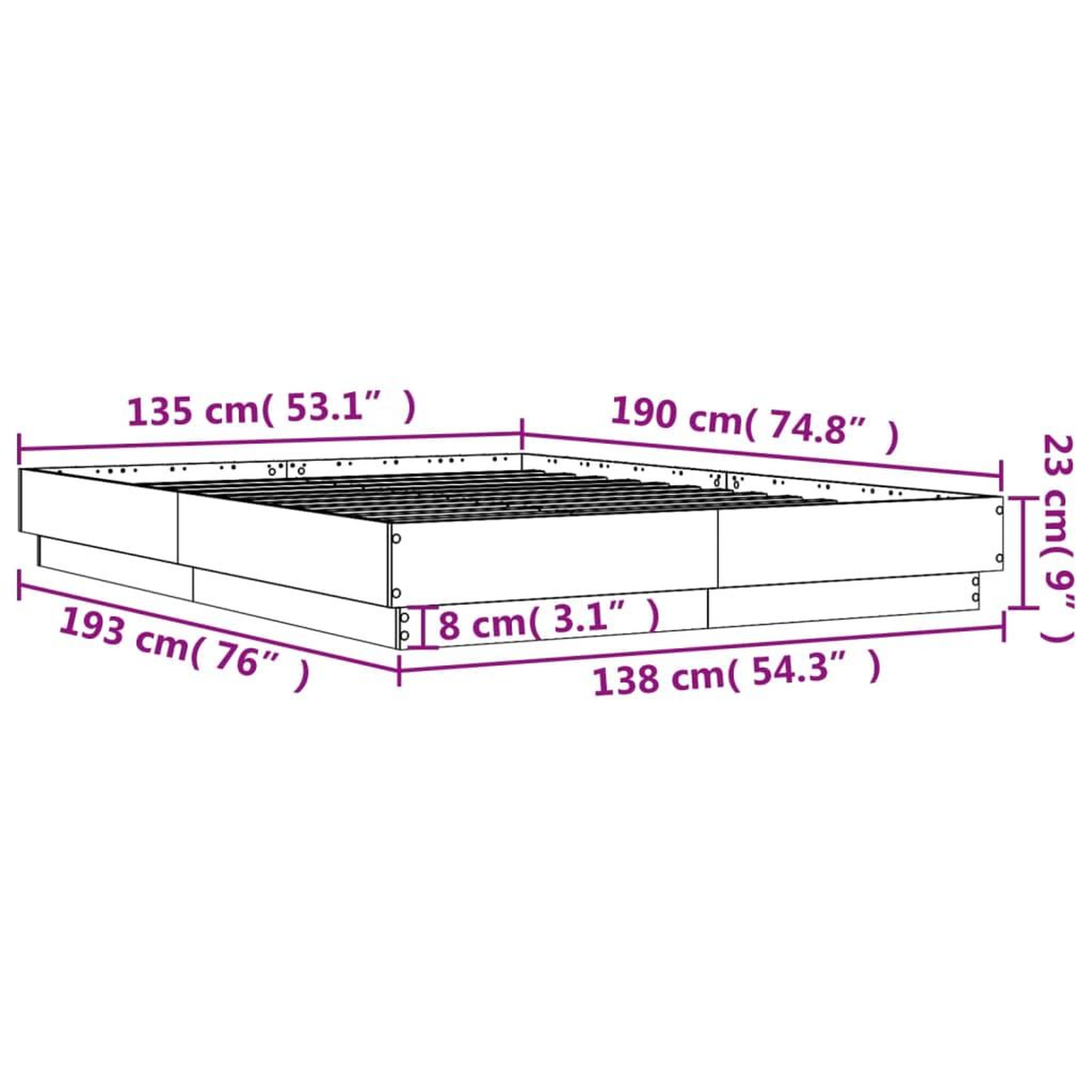 Voir la diapositive 6 : VIDAXL Cadre de lit sans matelas gris beton 135x190 cm