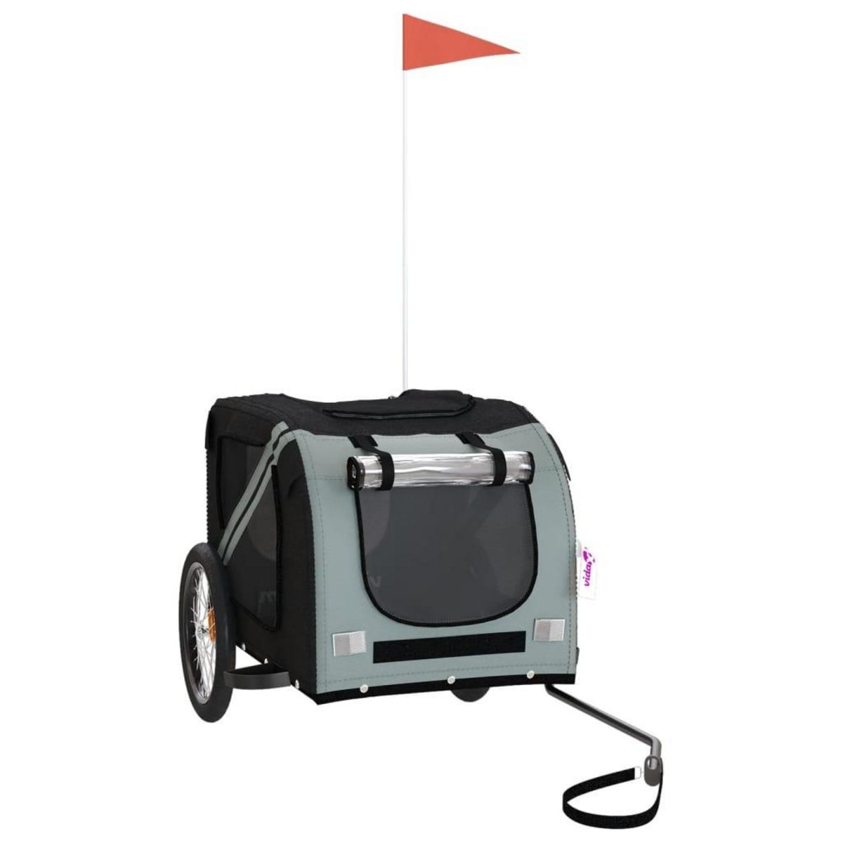 VIDAXL Remorque de velo pour animaux de compagnie noir et gris