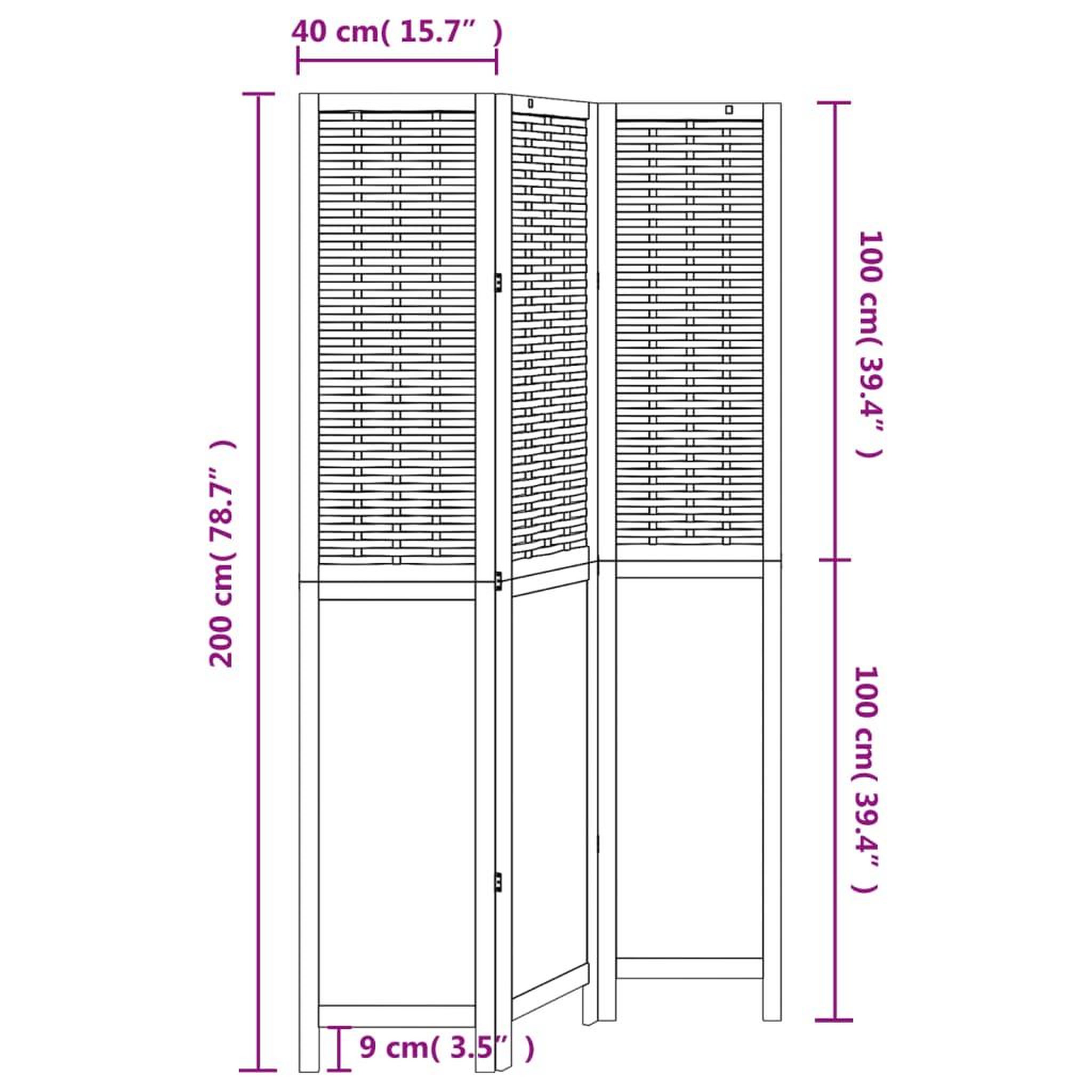 Voir la diapositive 6 : VIDAXL Cloison de separation 3 panneaux marron fonce paulownia massif