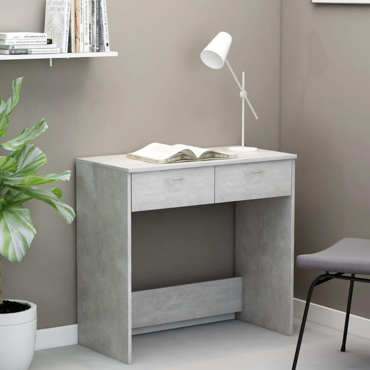 VIDAXL Bureau Gris beton 80x40x75 cm Bois d'ingenierie