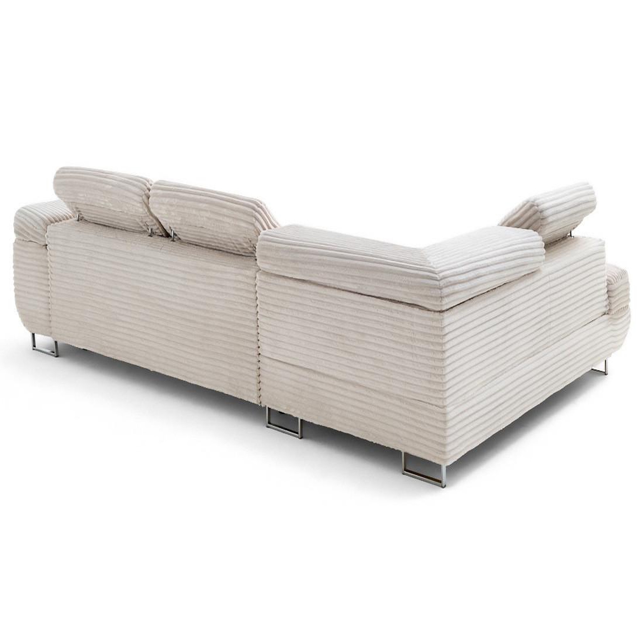 Voir la diapositive 4 : LISA DESIGN Zaria - canapé d'angle gauche 5 places convertible avec coffre et têtières en velours côtelé grosses côtes
