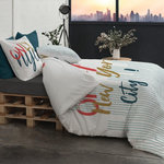 ATELIER DU COTON Housse de couette 260x240 ONLY + 2 taies coton 57 fils