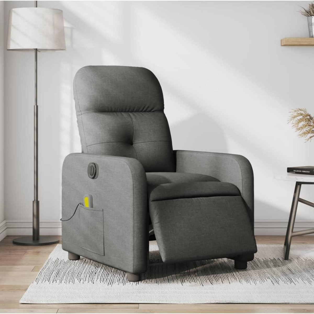 VIDAXL Fauteuil inclinable de massage electrique gris fonce tissu
