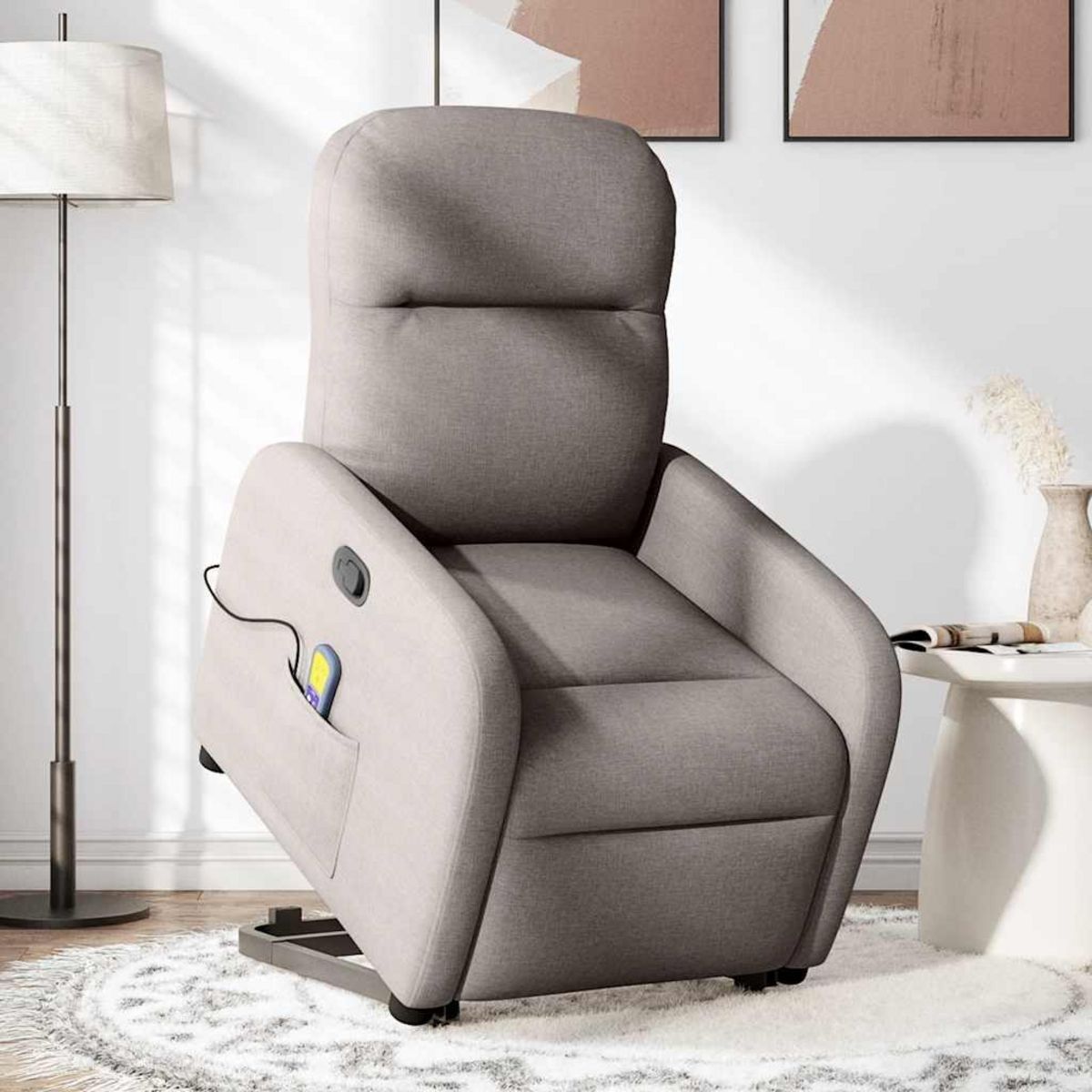 VIDAXL Fauteuil inclinable de massage Taupe Tissu
