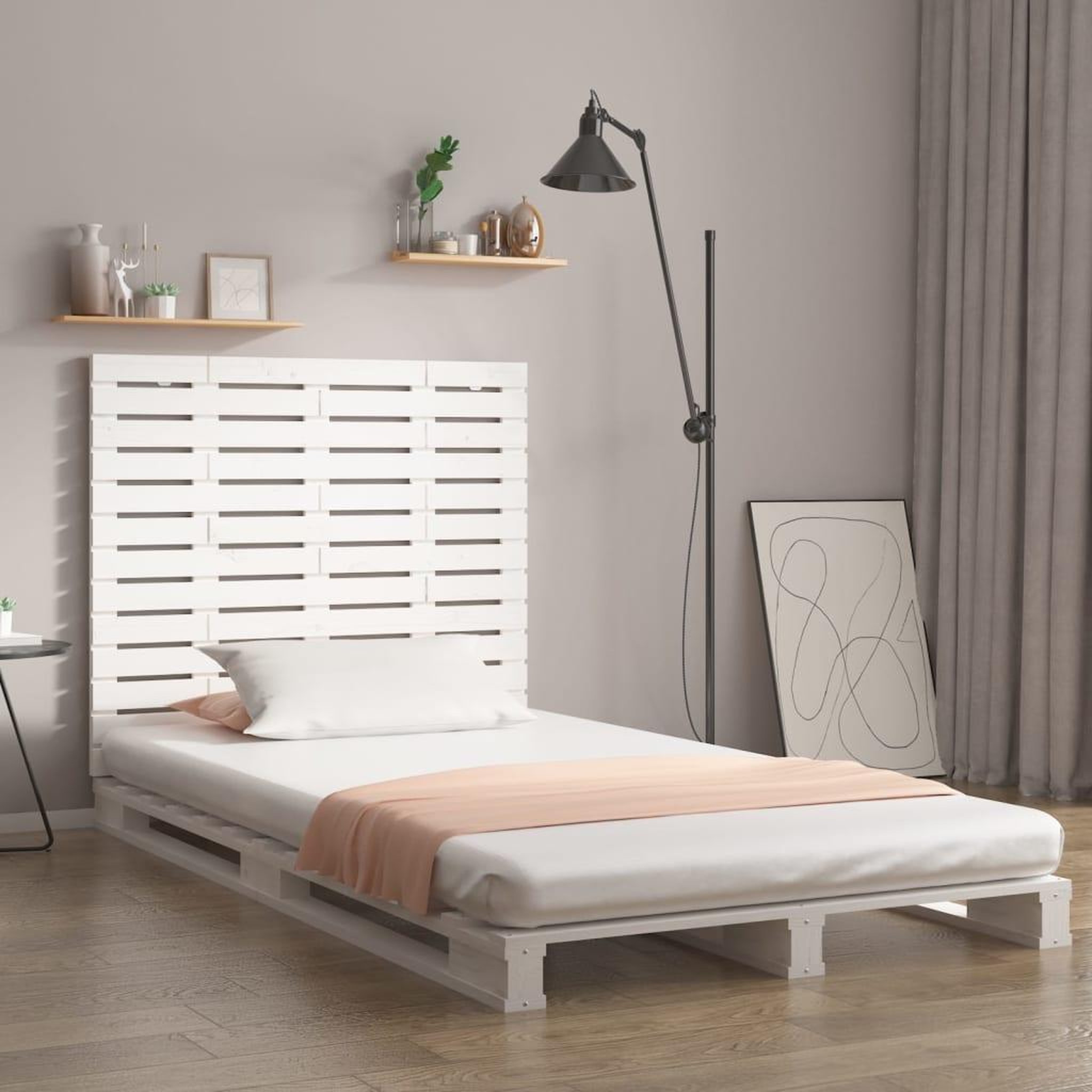Voir la diapositive 1 : VIDAXL Tete de lit murale Blanc 106x3x91,5 cm Bois massif de pin