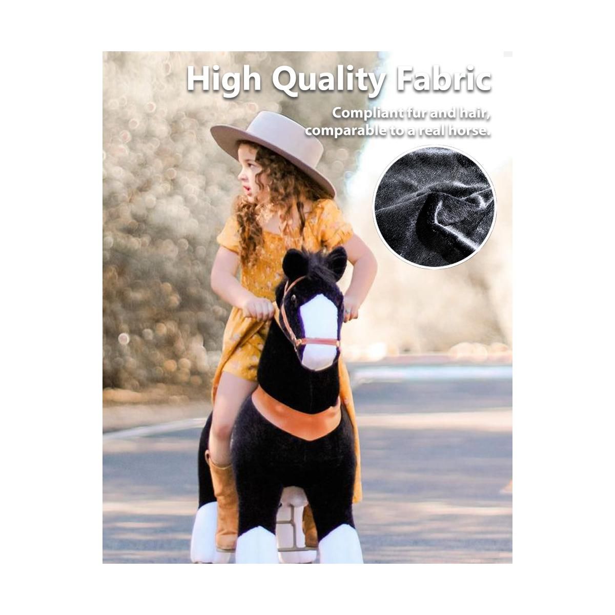 Ponycycle Poney à monter Noir avec sabot blanc Grand Modèle pour 4 à 9 ans