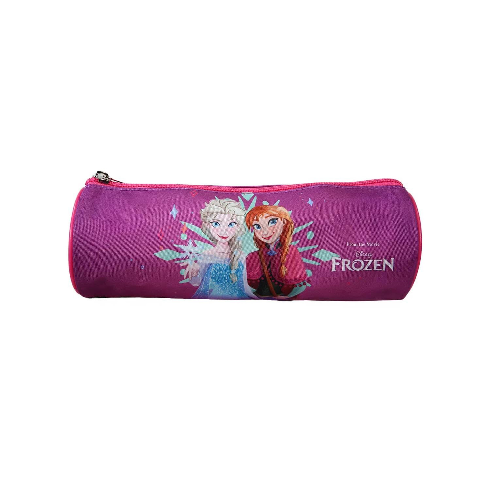 Bagtrotter Disney Frozen - La Reine des Neiges - Trousse Scolaire Ronde - Rose/Violet - Fille - 1 Compartiment