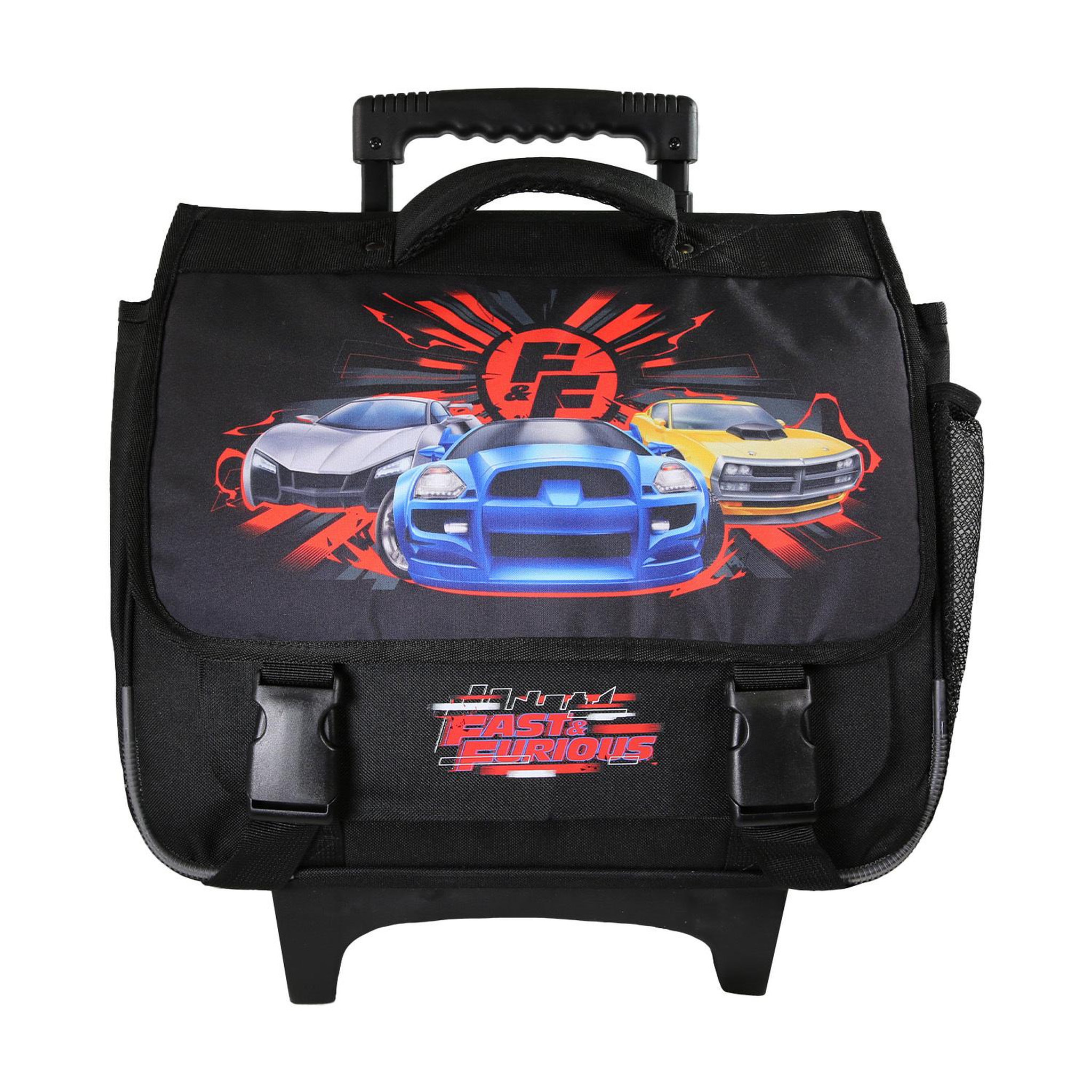 Bagtrotter Fast & Furious - Cartable Scolaire à Roulettes 38 cm - Garçon - Noir - 2 Compartiments