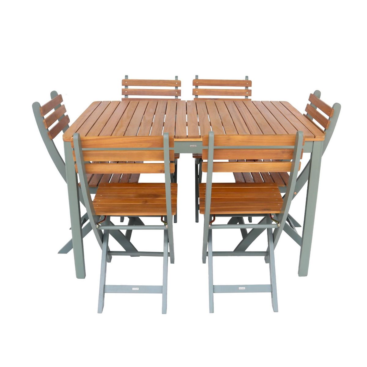 SWEEEK Table de jardin acacia avec coins arrondis, 6 chaises, 120 x 80 x 75 cm