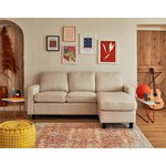 BEST MOBILIER Vianon - canapé d'angle modulable 3 places + 1 pouf - en tissu. Coloris disponibles : Beige