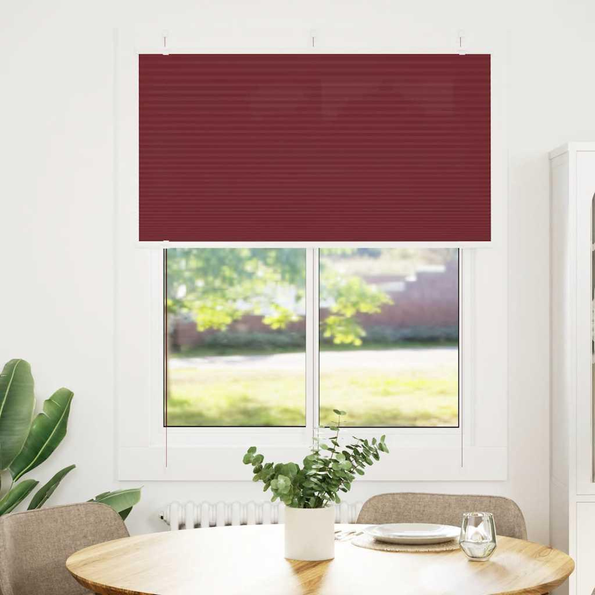 Voir la diapositive 2 : VIDAXL Store plisse rouge bordeaux 105x150 cm largeur du tissu 104,4cm