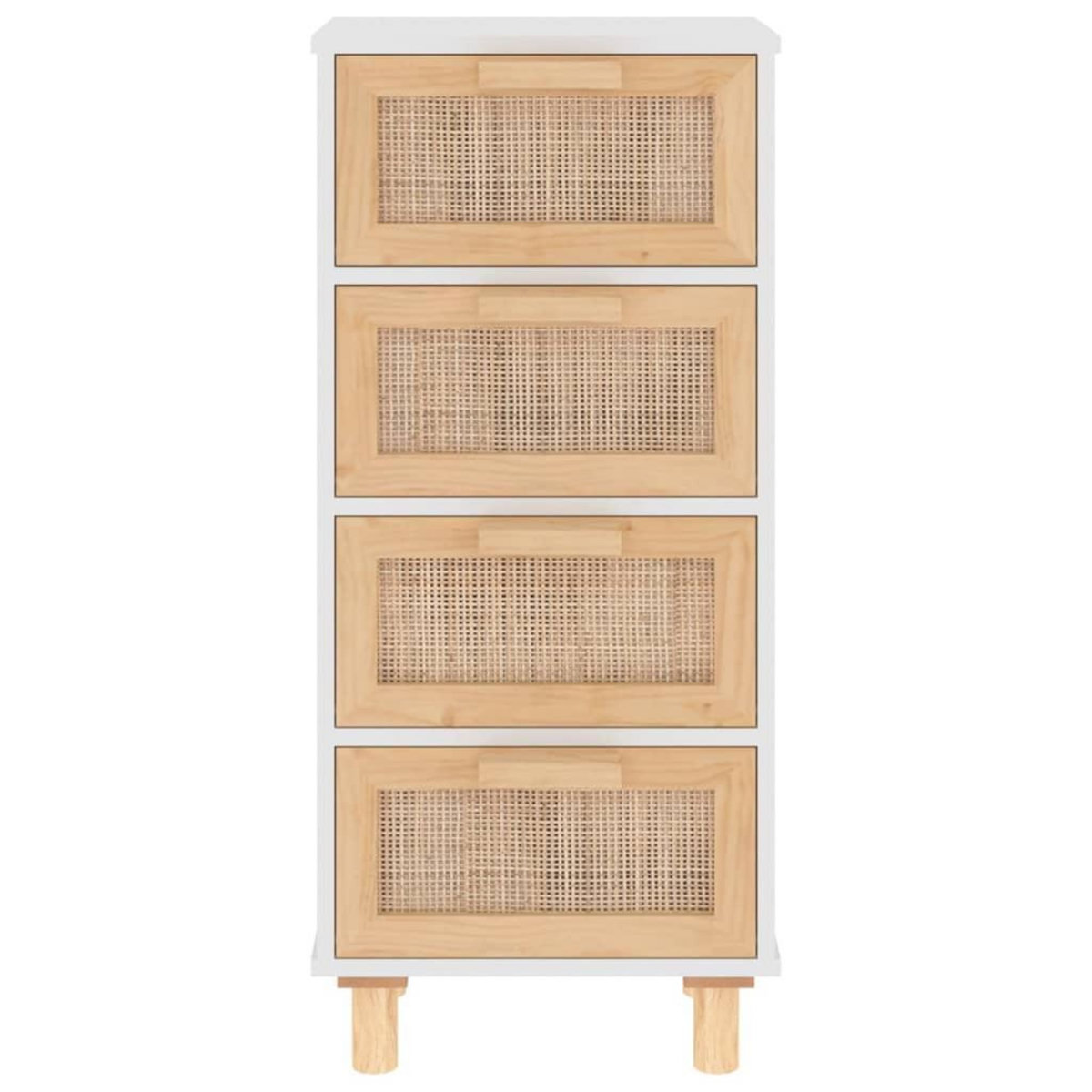 VIDAXL Buffet Blanc 40x30x90 cm Bois de pin massif et rotin naturel