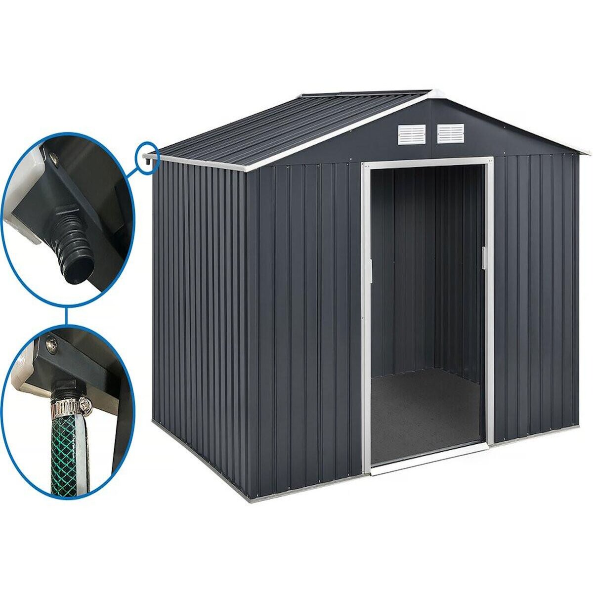 Habitat et Jardin Abri de jardin métal -  Vegas  - 8,83 m² avec gouttière - Gris