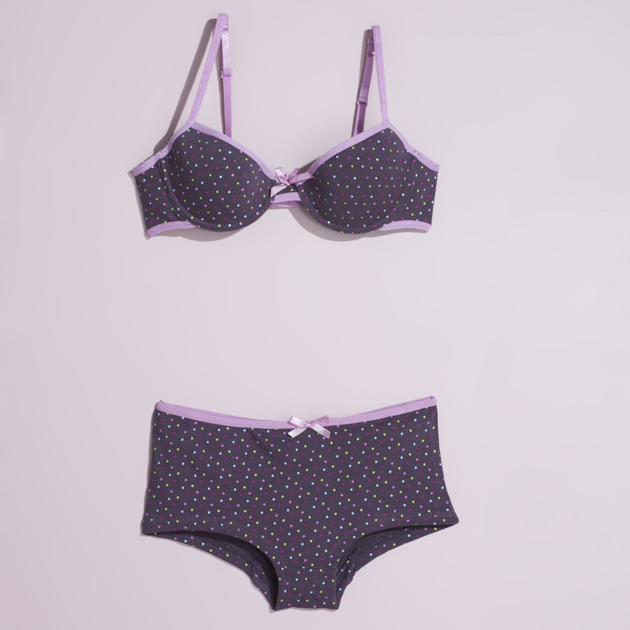 Ensemble Lingerie SG Blanc à Décor Floral - Soutien-gorge Paddé + Boxer Taille 105C