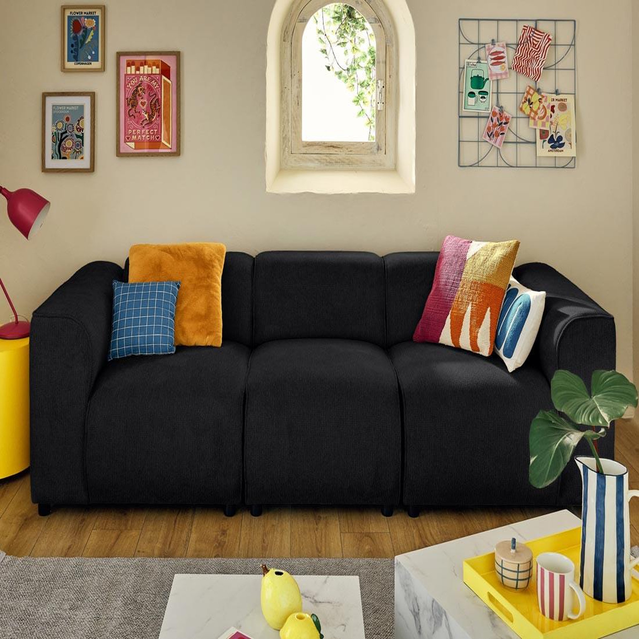 Voir la diapositive 1 : LISA DESIGN Suaro - canapé modulable 3 places en tissu texturé