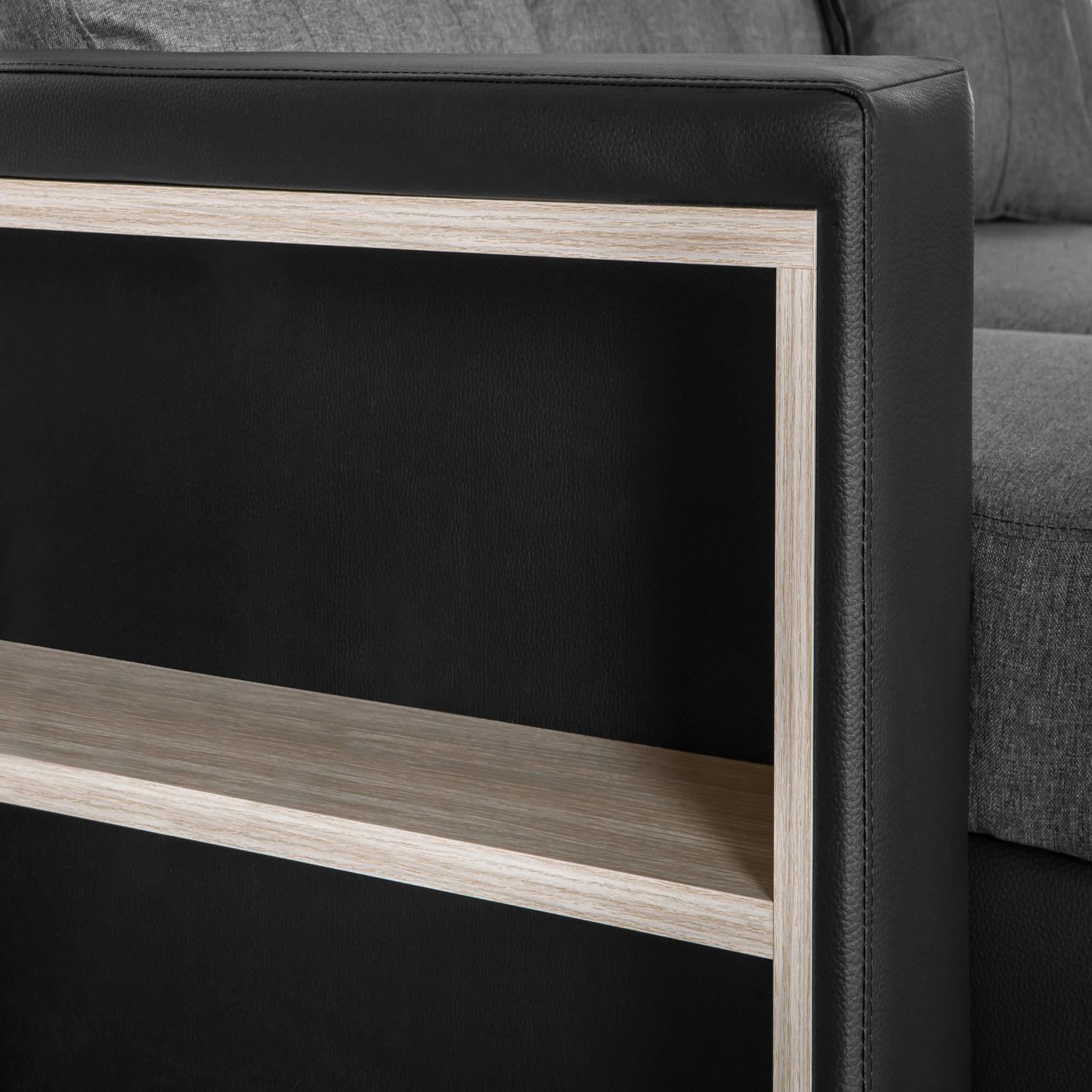 Voir la diapositive 5 : BEST MOBILIER California - canapé d'angle réversible - convertible avec coffre et étagère de rangement - en simili et tissu