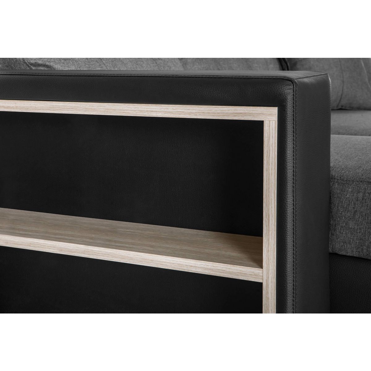 BEST MOBILIER California - canapé d'angle réversible - convertible avec coffre et étagère de rangement - en simili et tissu