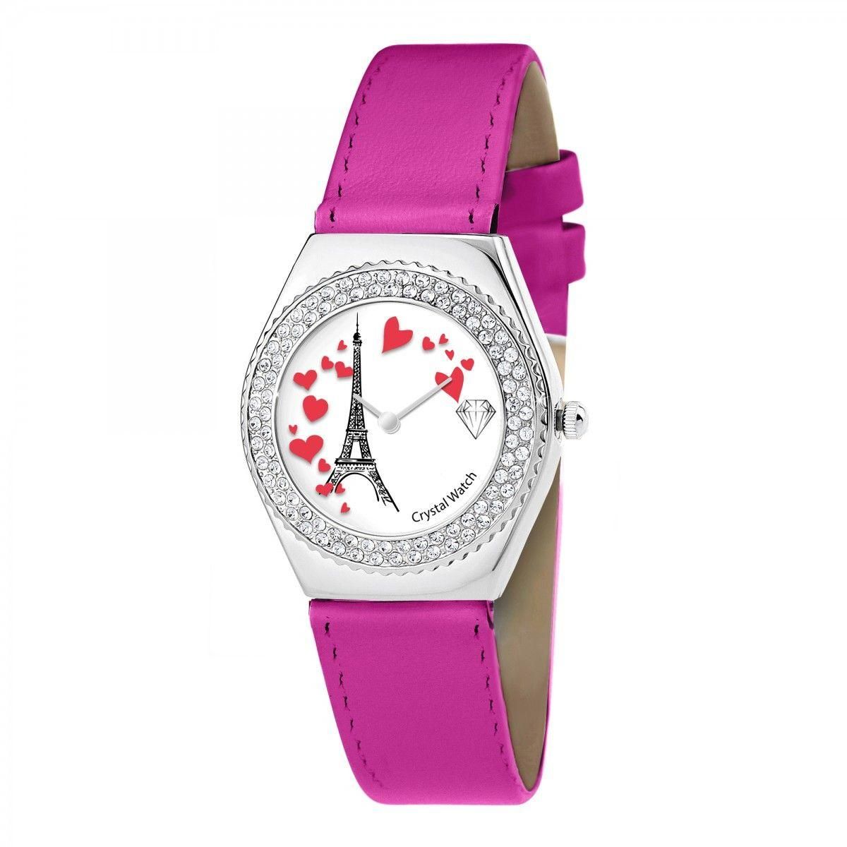 SC CRYSTAL Montre Alysson Tour Eiffel à mouvement tournant SC Crystal ornée de Cristaux scintillants