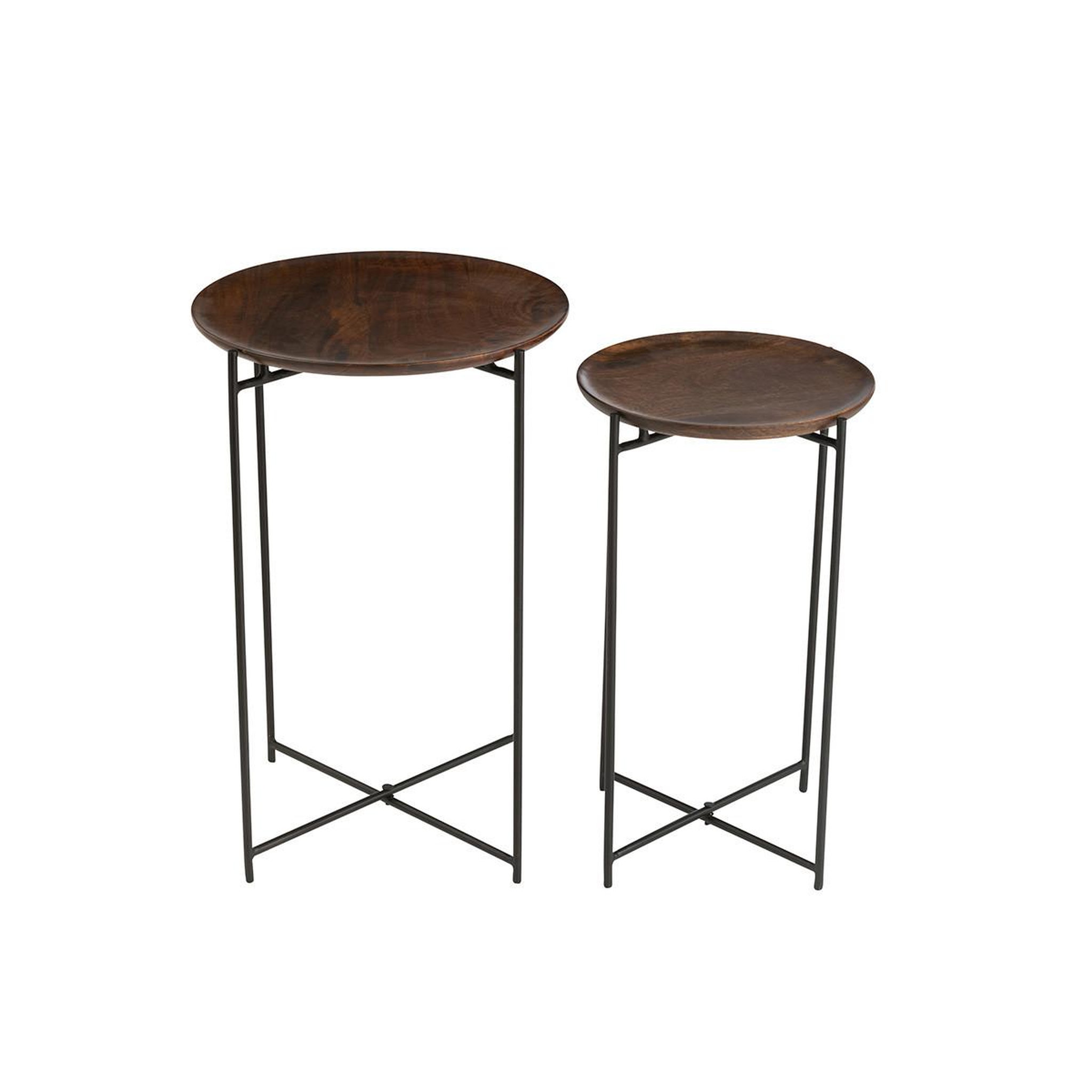 Voir la diapositive 2 : J-LINE Lot de 2 tables d'appoint  randy  56cm marron