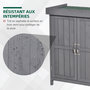 Voir la diapositive 4 : OUTSUNNY Armoire de jardin sur pied double porte étagère et toit bitumé relevable dim. 74L x 43l x 88H cm bois sapin gris