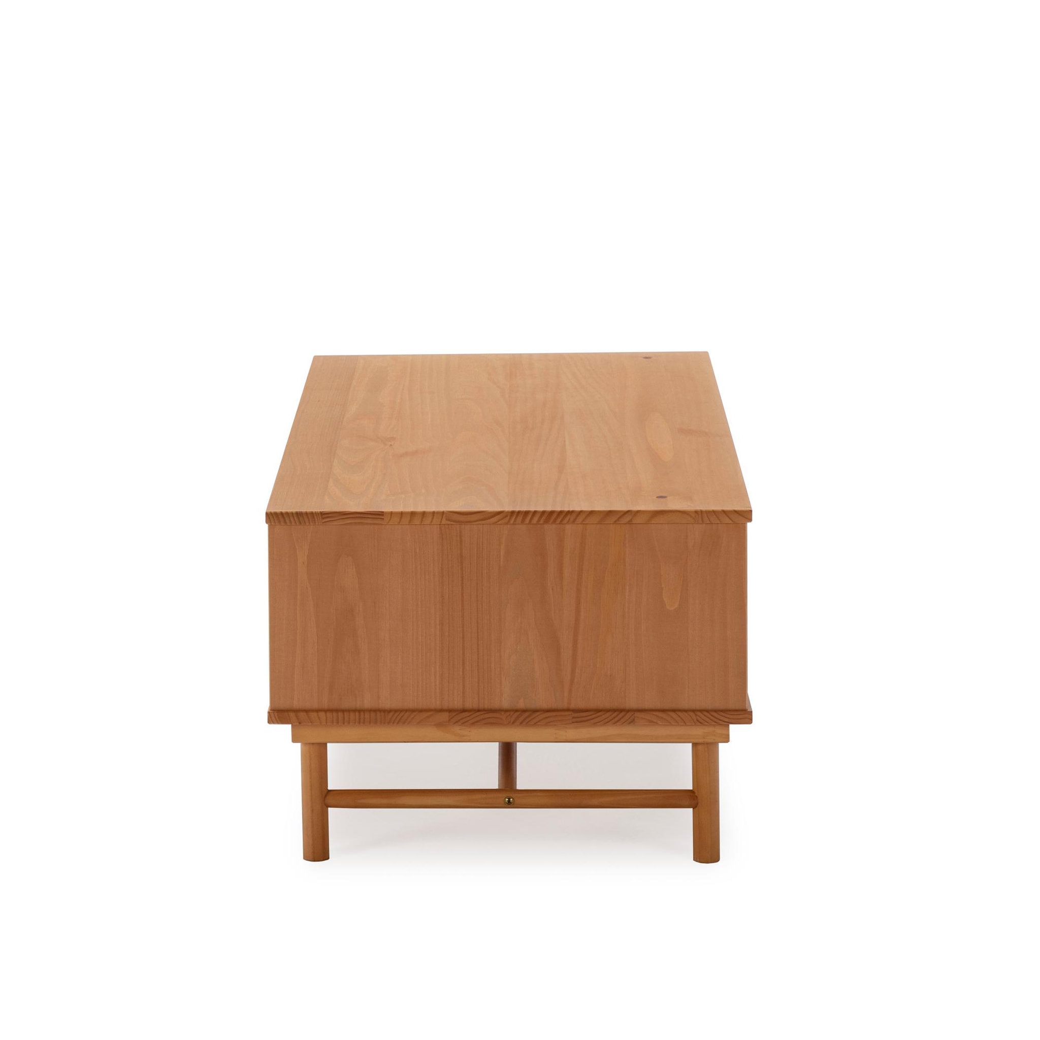Voir la diapositive 3 : VS VENTA-STOCK Table Basse Magnus 1 Porte Coulissante et 1 Creux, Bois Massif, Longueur 110 cm