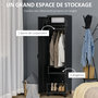 Voir la diapositive 4 : HOMCOM Armoire vestiaire métal design industriel - barre penderie, 3 étagères - dim. 43L x 50l x 180H cm - métal noir