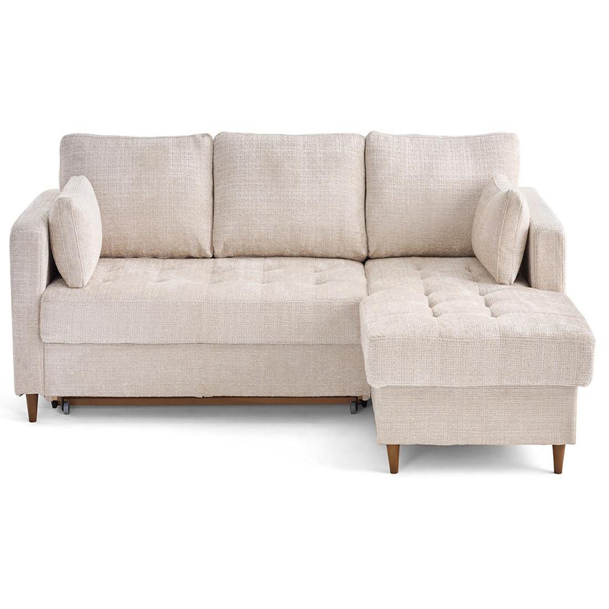 Voir la diapositive 1 : LISA DESIGN Anna - canapé d'angle droit 4 places convertible avec coffre en velours texturé