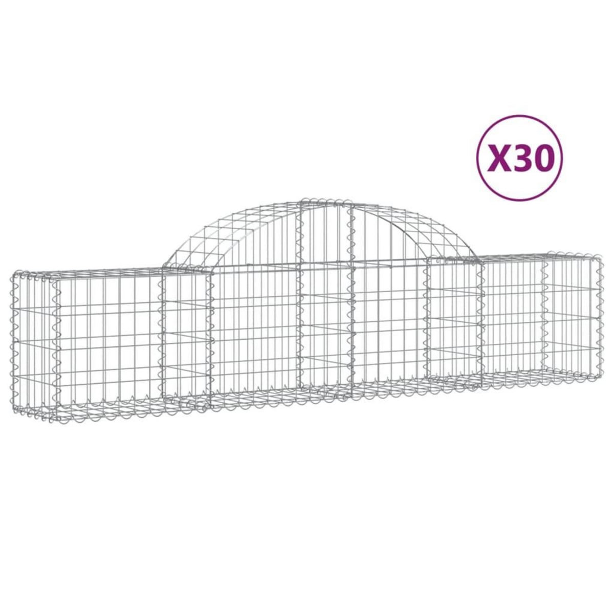 VIDAXL Paniers a gabions arques 30 pcs 200x30x40/60 cm Fer galvanise