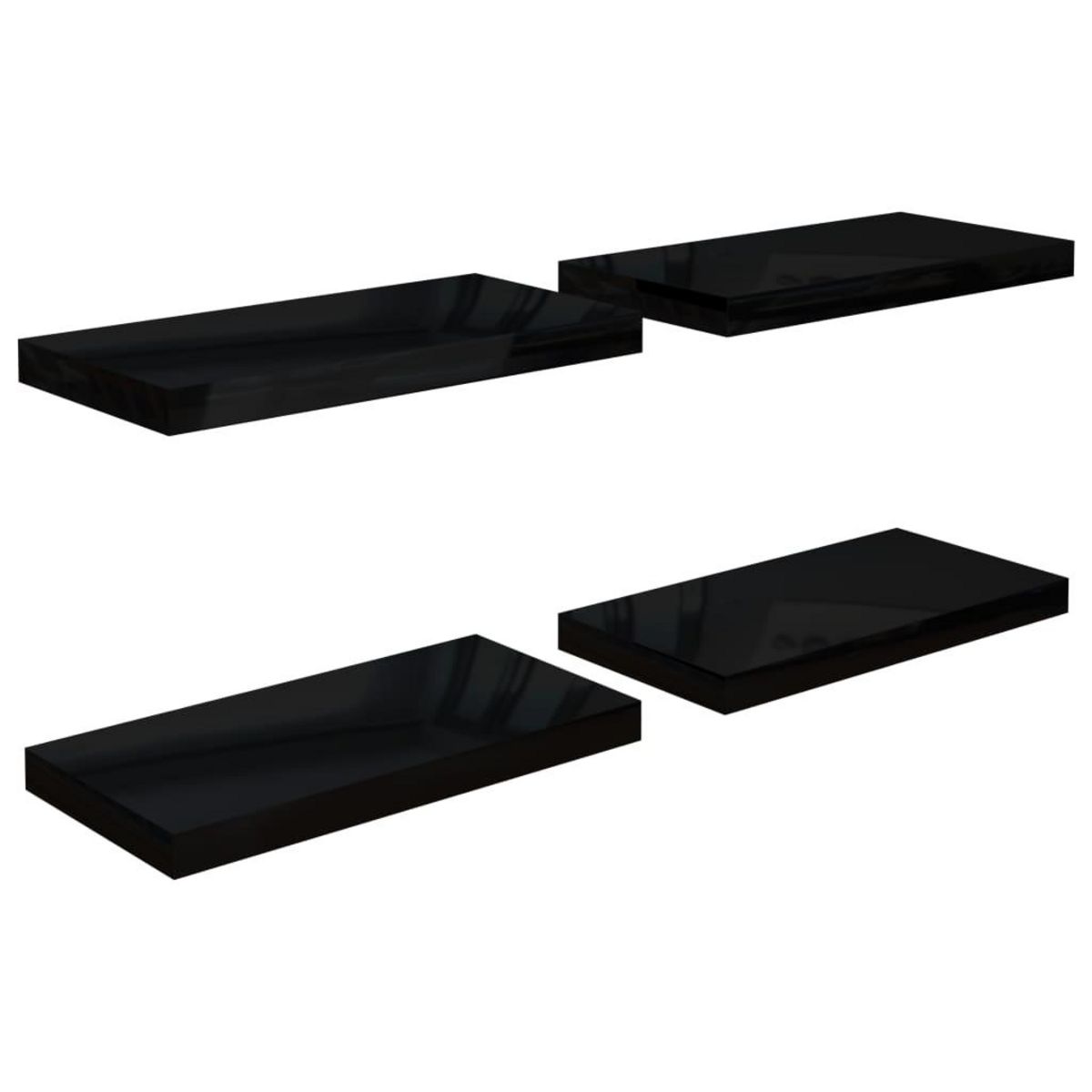 VIDAXL Etagere murale flottante 4 pcs Noir brillant 50x23x3,8 cm MDF
