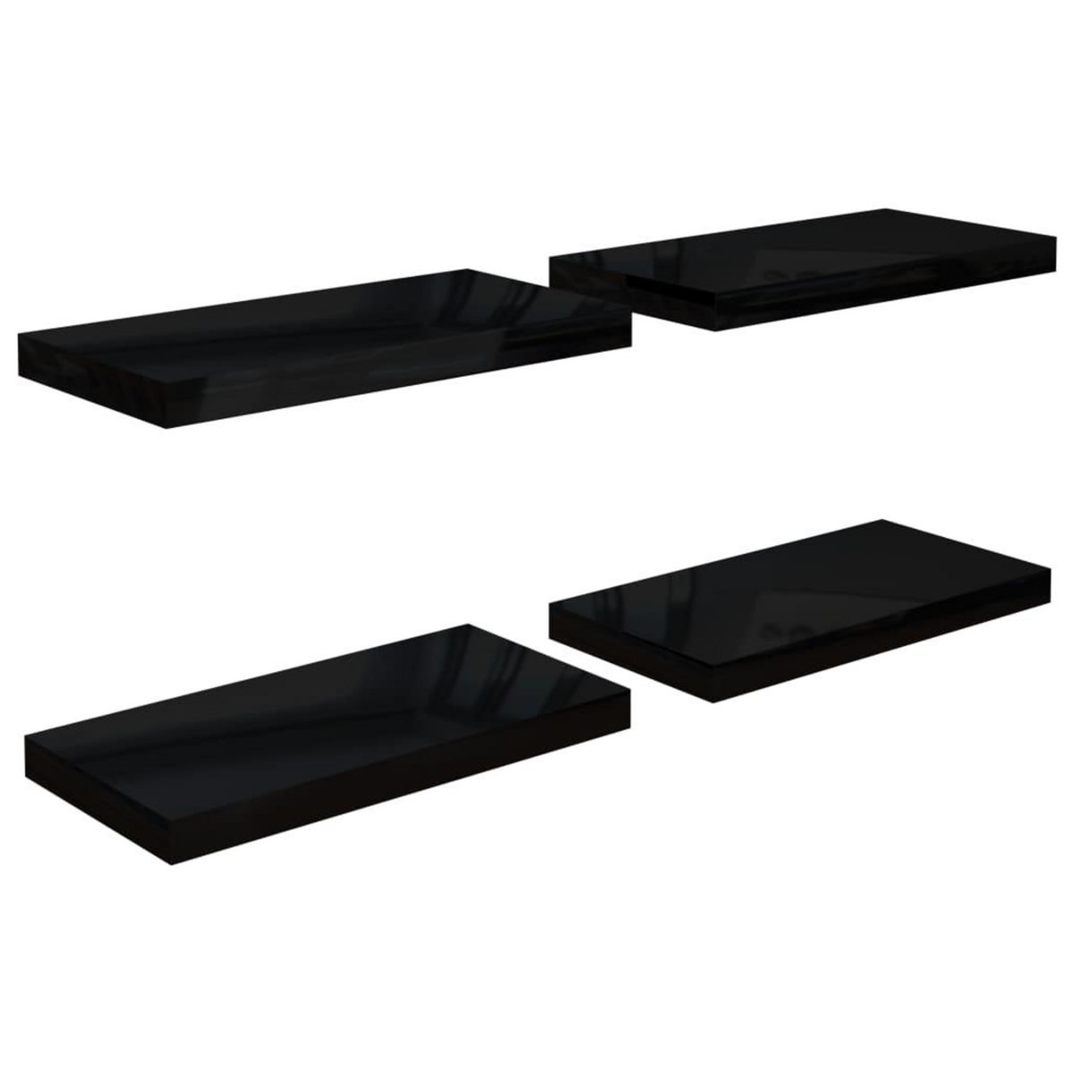 VIDAXL Etagere murale flottante 4 pcs Noir brillant 50x23x3,8 cm MDF