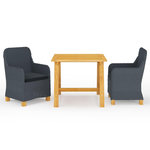 VIDAXL Ensemble a manger de jardin 3 pcs Gris fonce