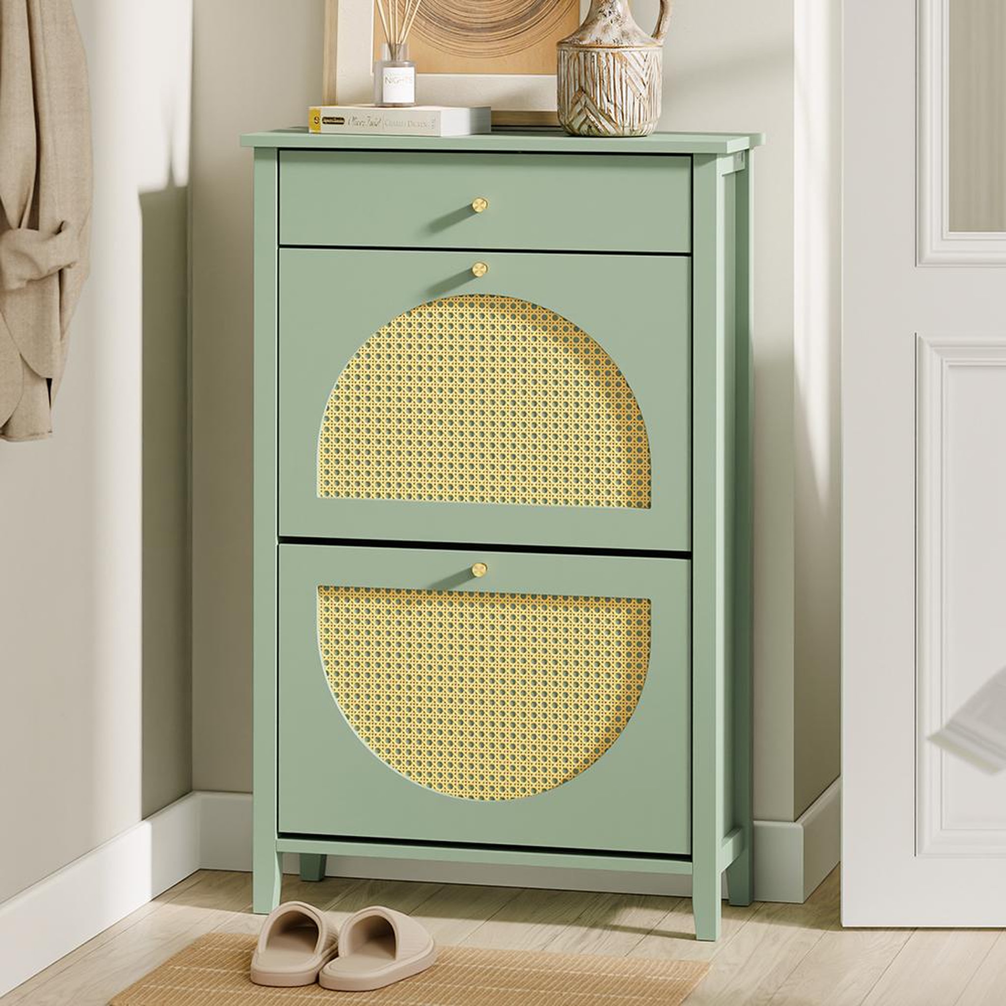 Voir la diapositive 2 : SOBUY Armoire à chaussures Vert 62x25x97cm FSR223-GR