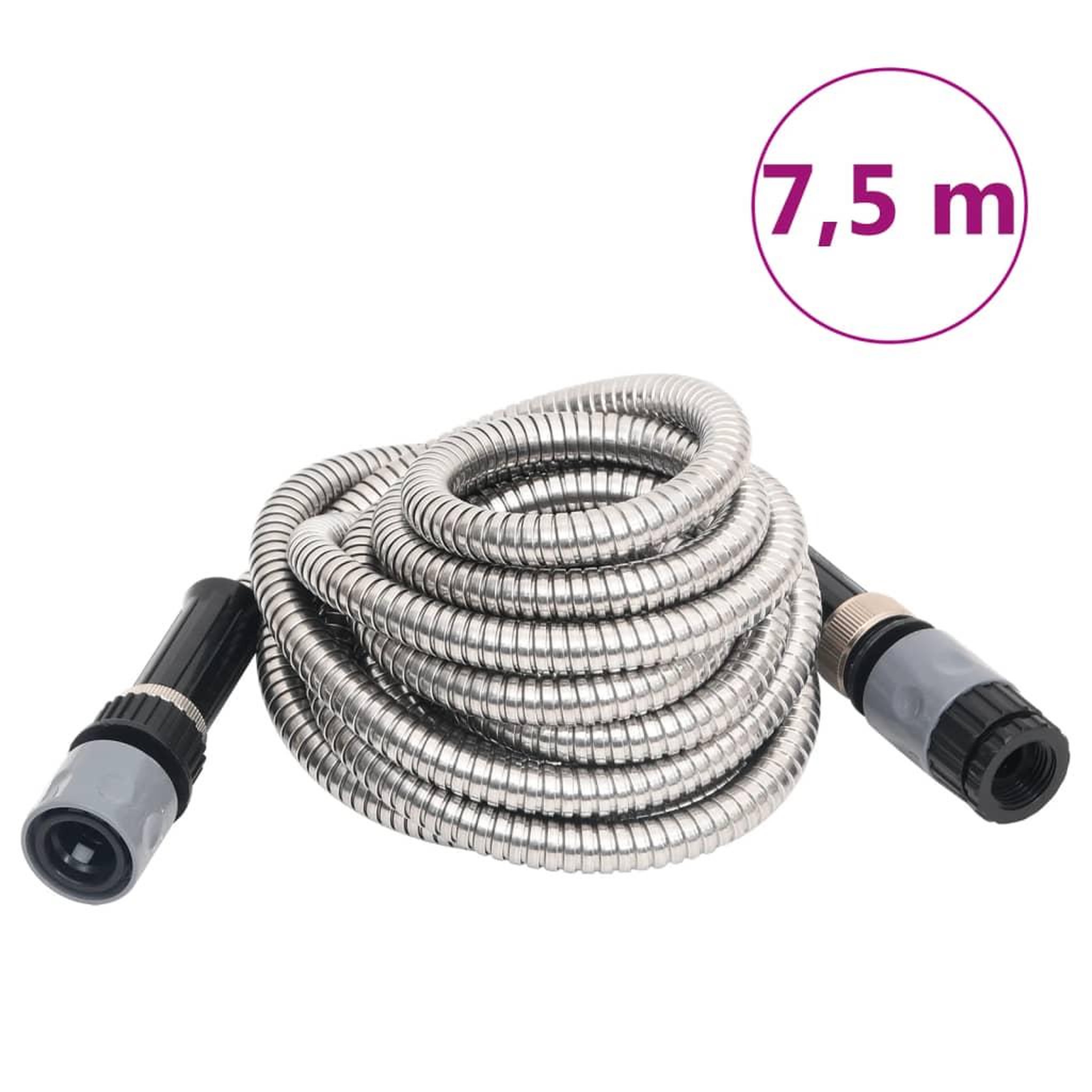 VIDAXL Tuyau d'arrosage buse de pulverisation argente 0,6  7,5 m inox