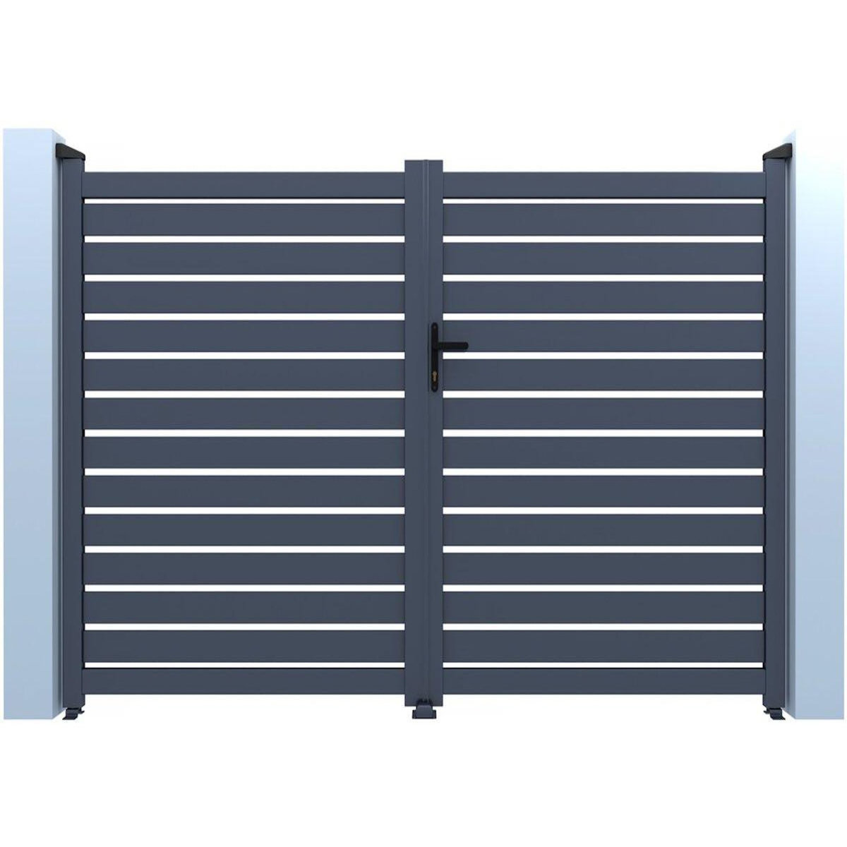 Habitat et Jardin Portail aluminium semi ajouré  Julien  - 300 x 180 cm - Gris