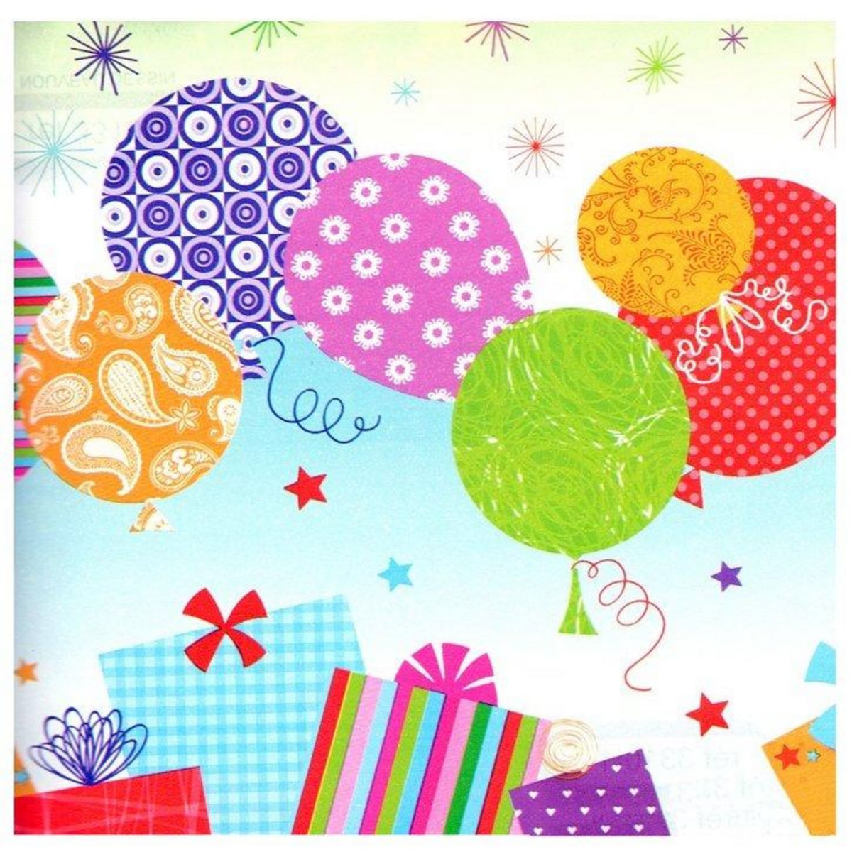 Beaumont Papier cadeau largeur 50 cm : Ballons et paquets cadeaux
