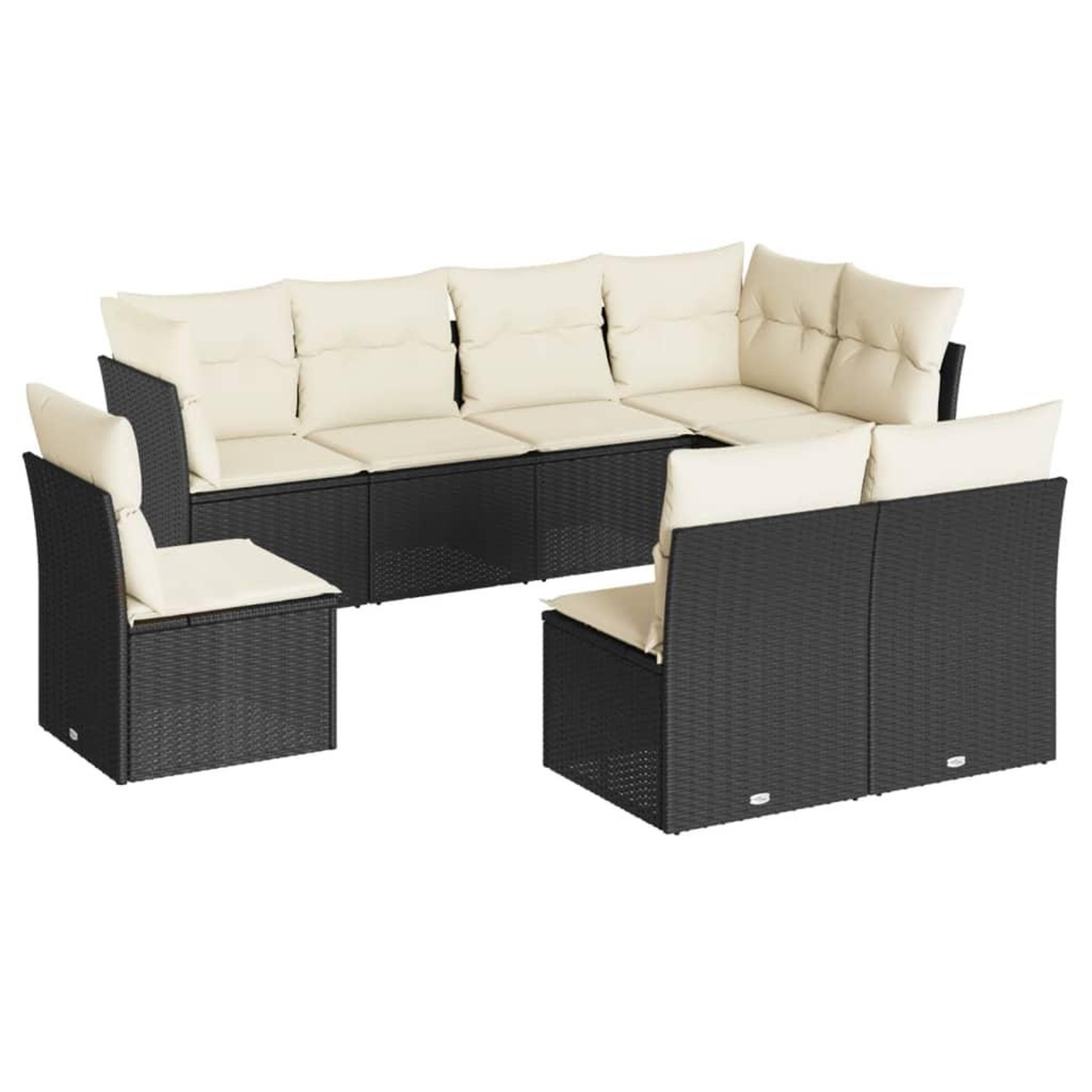 Voir la diapositive 2 : VIDAXL Salon de jardin 8 pcs avec coussins noir resine tressee