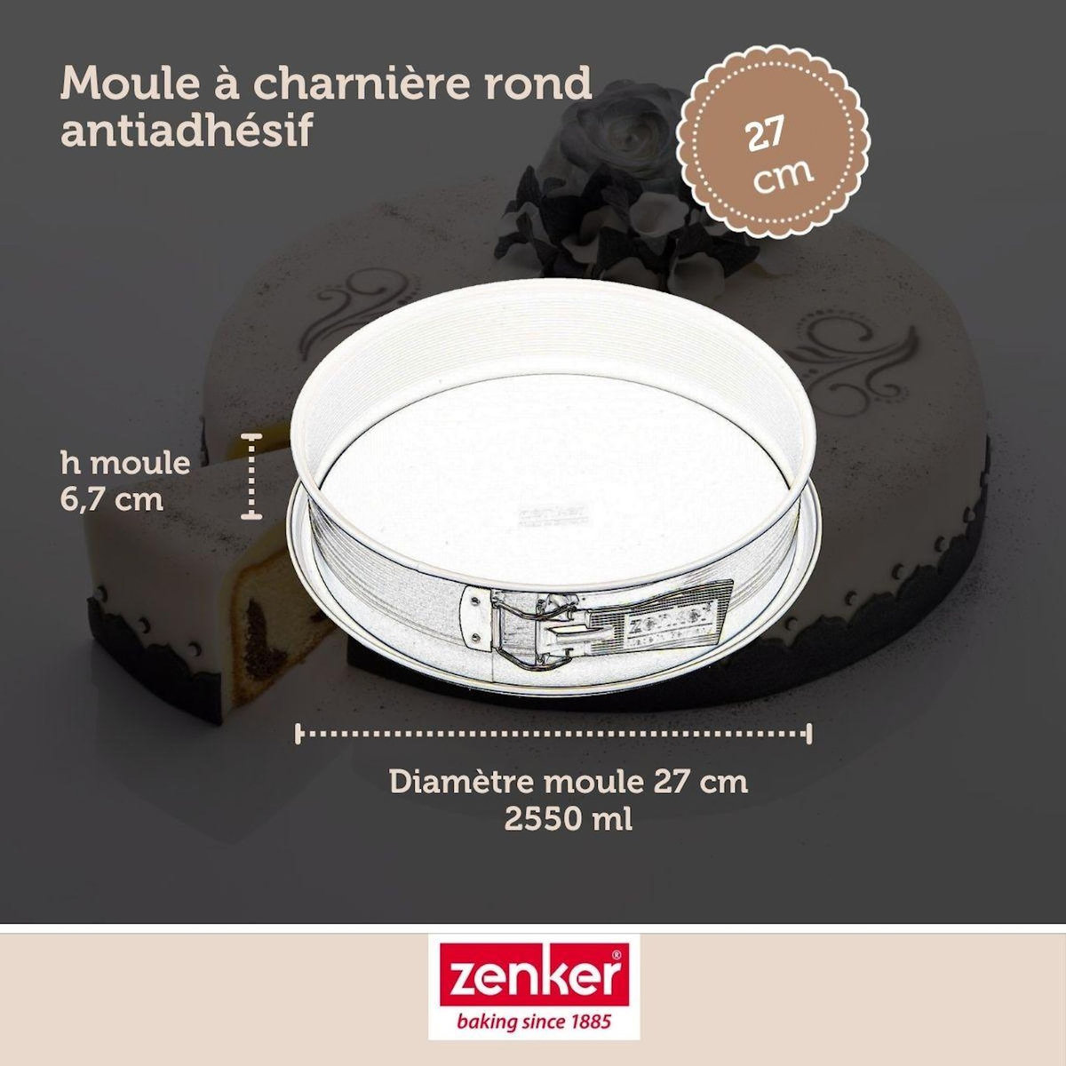 ZENKER Moule à manqué à charnière Zenker Crème noir 27 cm