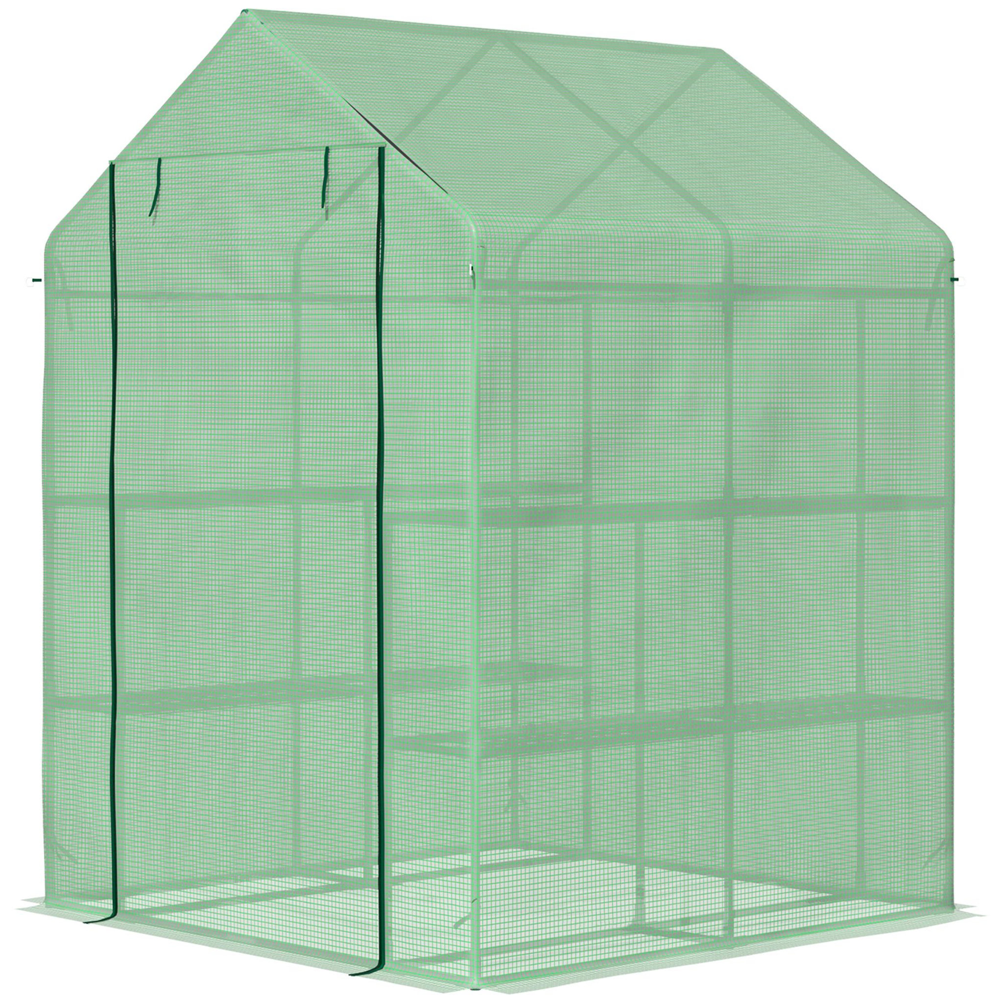 Voir la diapositive 5 : OUTSUNNY Serre de jardin étagères 3 niveaux bâche pe 140 g/? Vert