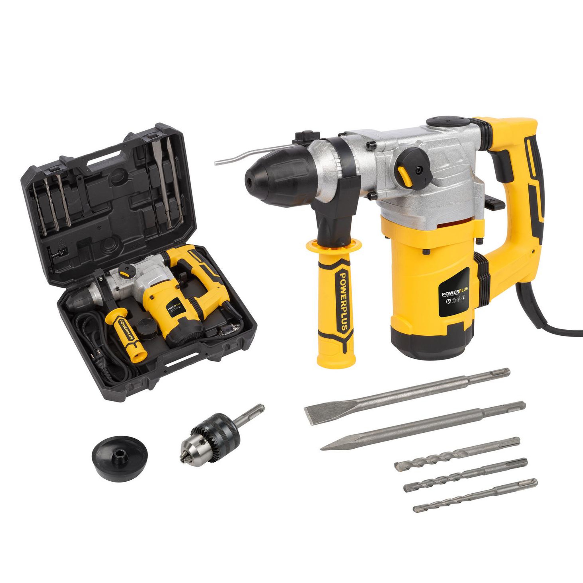 Voir la diapositive 2 : POWERPLUS Marteau perforateur-burineur 1600w 5joules