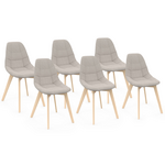 ID MARKET Lot de 6 chaises scandinaves GABY beige en tissu pour salle à manger