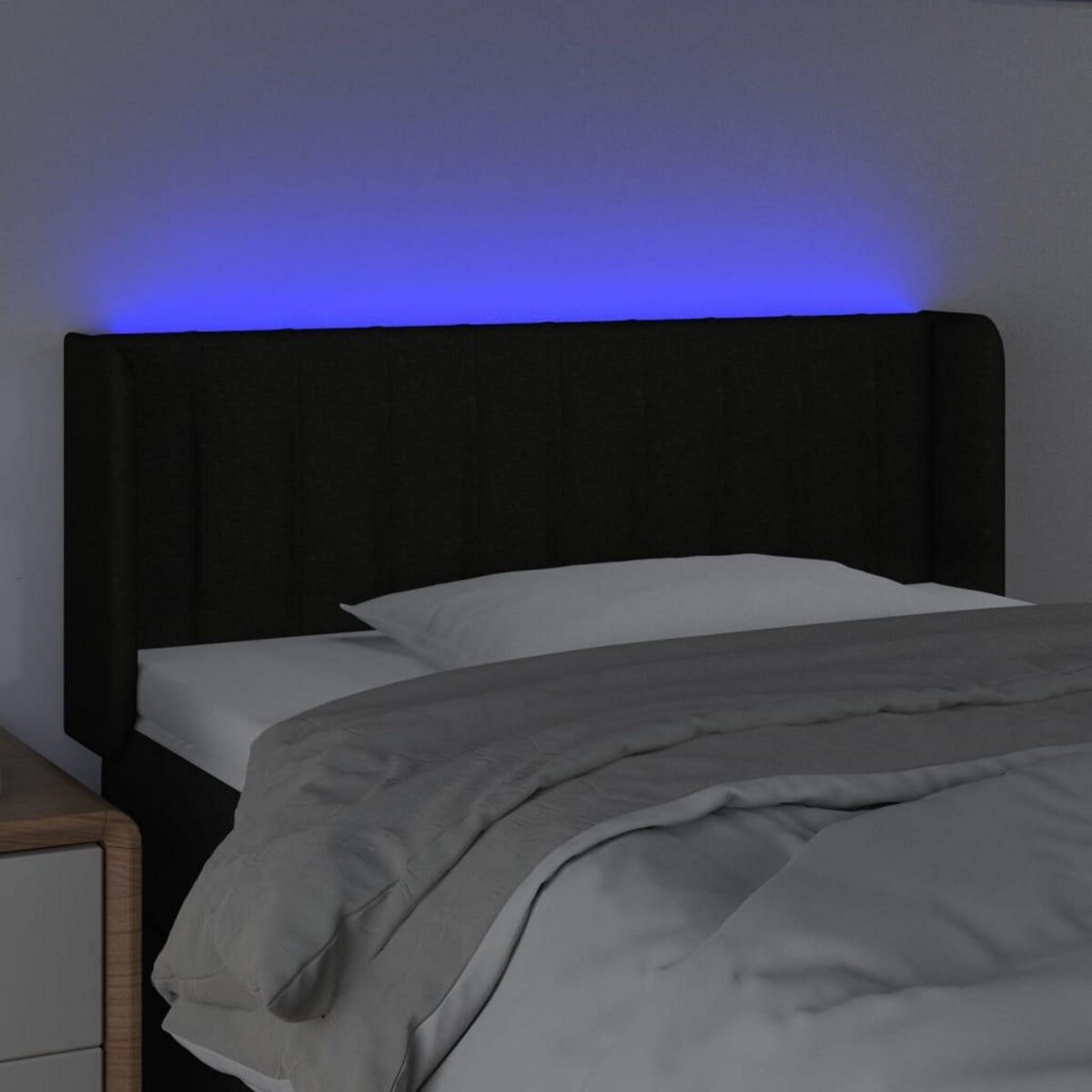 VIDAXL Tete de lit a LED Noir 103x16x78/88 cm Tissu