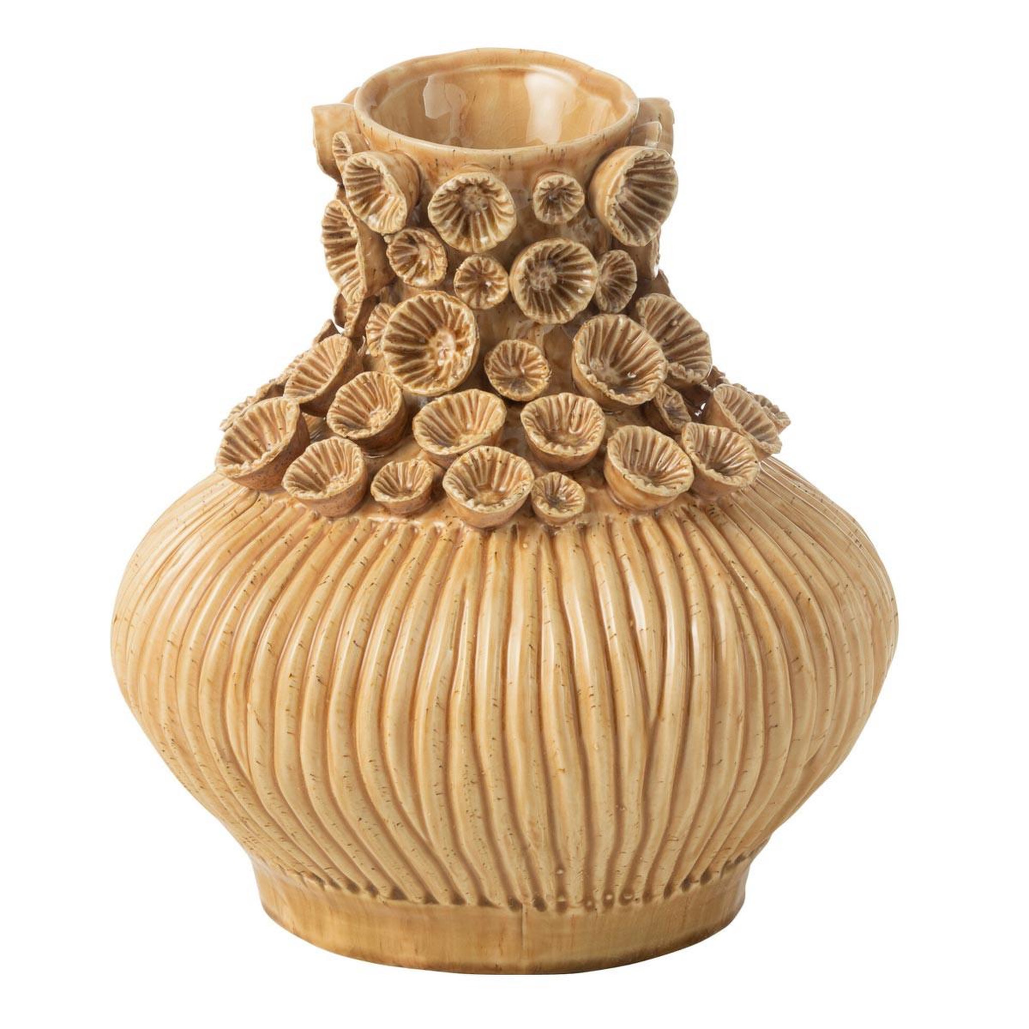 J-LINE Vase gourde corail en argile  isidro  33cm ocre
