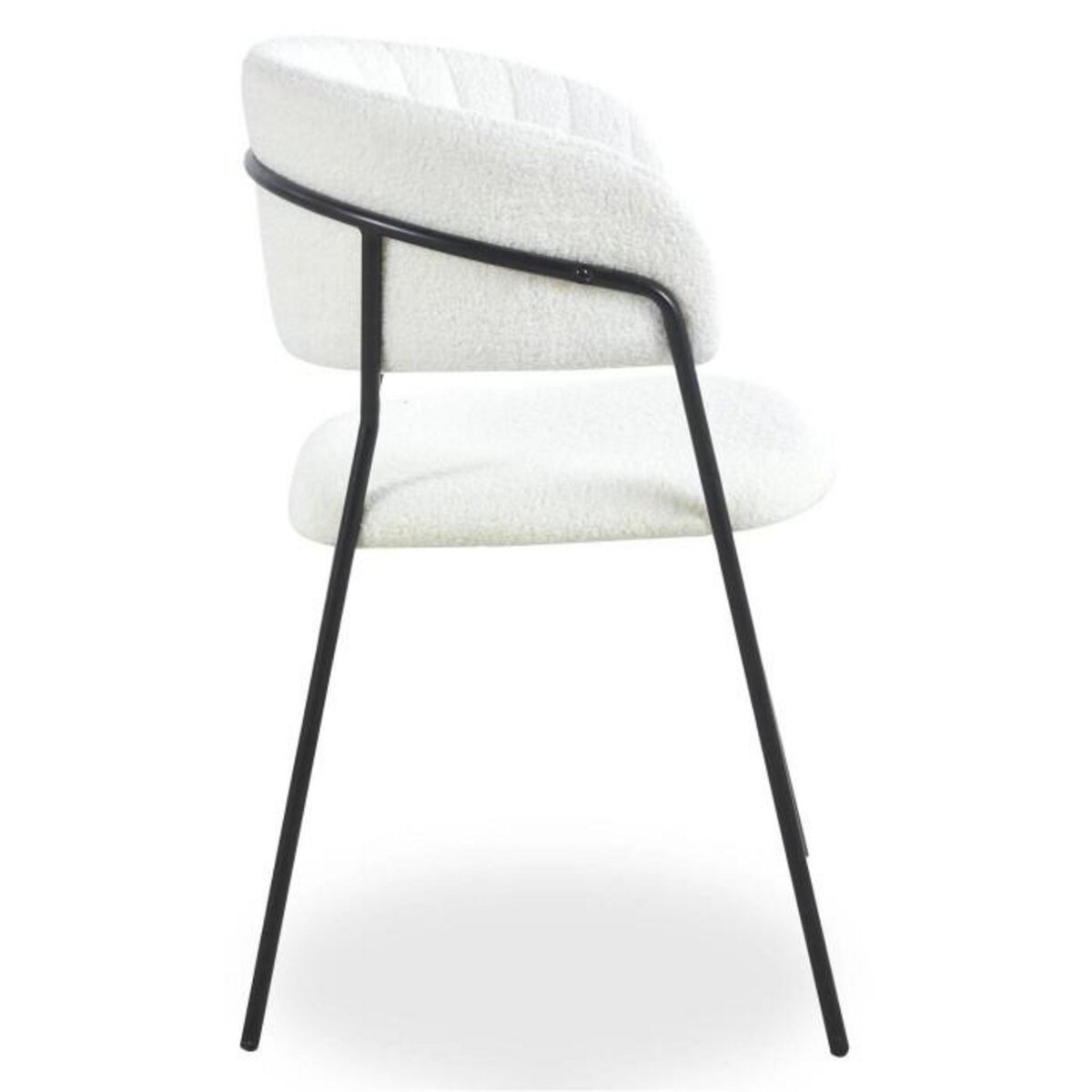 Paris Prix Lot de 4 Chaises en Bouclette  Batora  79cm Crème & Noir