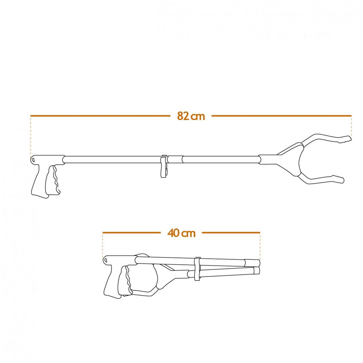 LINXOR Pince à déchets, ramasse objets, avec embouts magnétiques - Pliable - Noir
