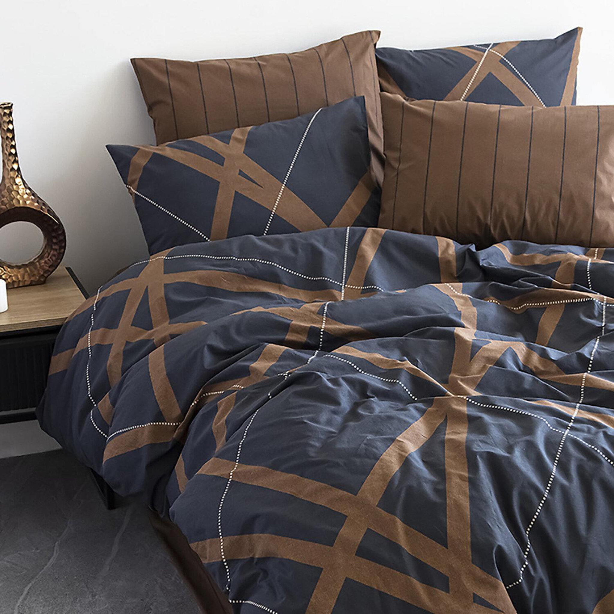Voir la diapositive 2 : Home collection Parure housse de couette 100% coton 57 fils imprimé - modern
