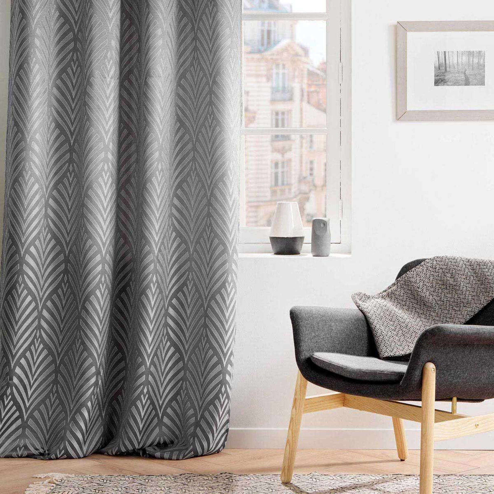 Voir la diapositive 4 : Douceur d'Intérieur Rideau à œillets jacquard  victoria  140x260cm gris