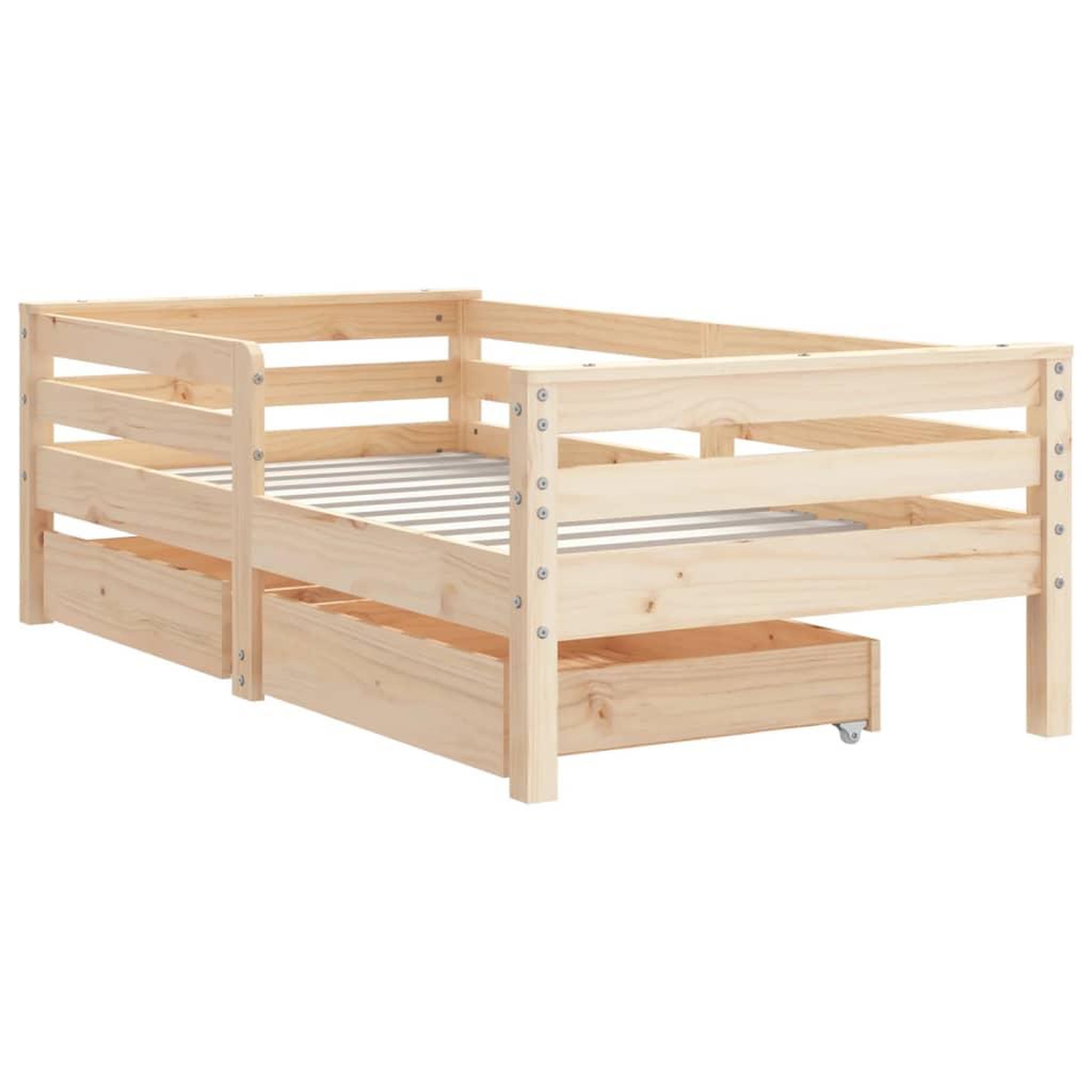Voir la diapositive 3 : VIDAXL Cadre de lit enfant avec tiroirs 70x140 cm bois de pin massif