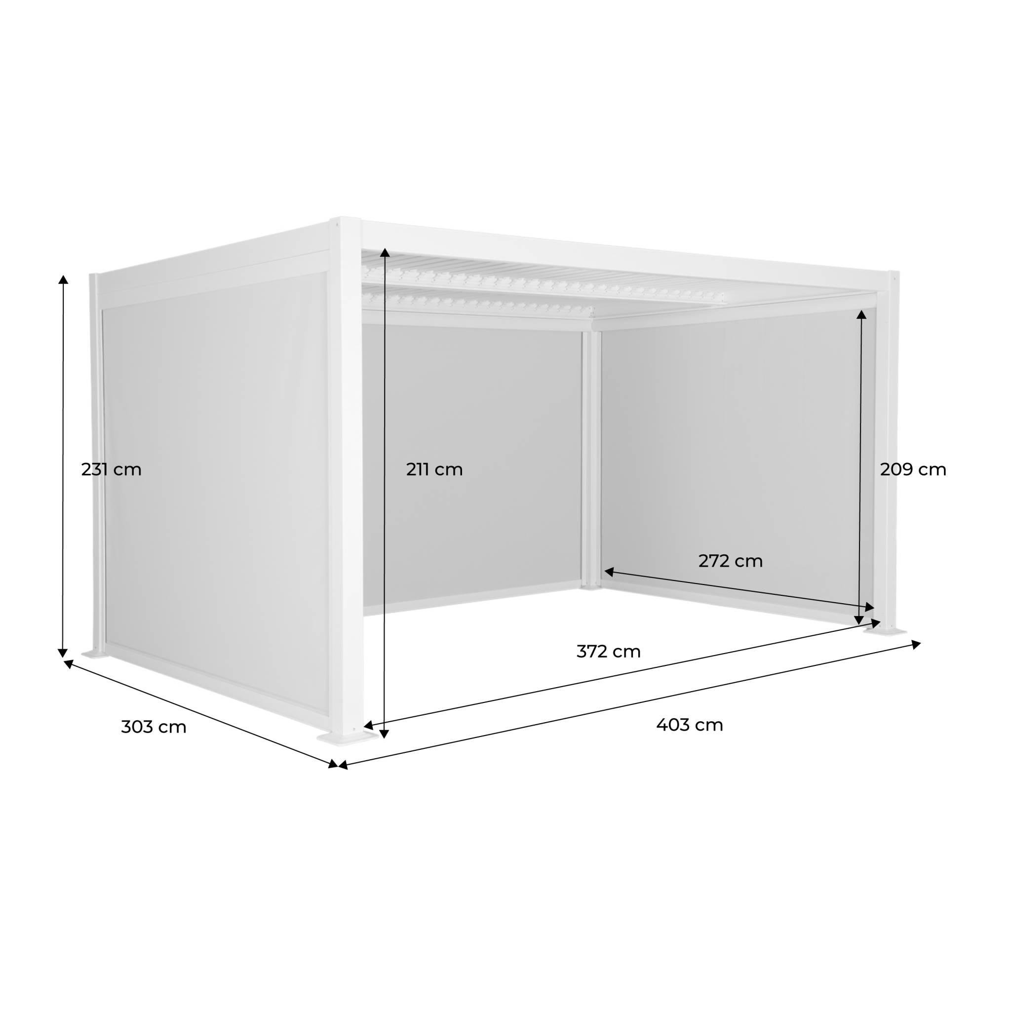 Voir la diapositive 4 : SWEEEK Pergola bioclimatique aluminium et acier 3x4m lames orientables + 2 stores 3m + 1 store 4m PALACE anthracite