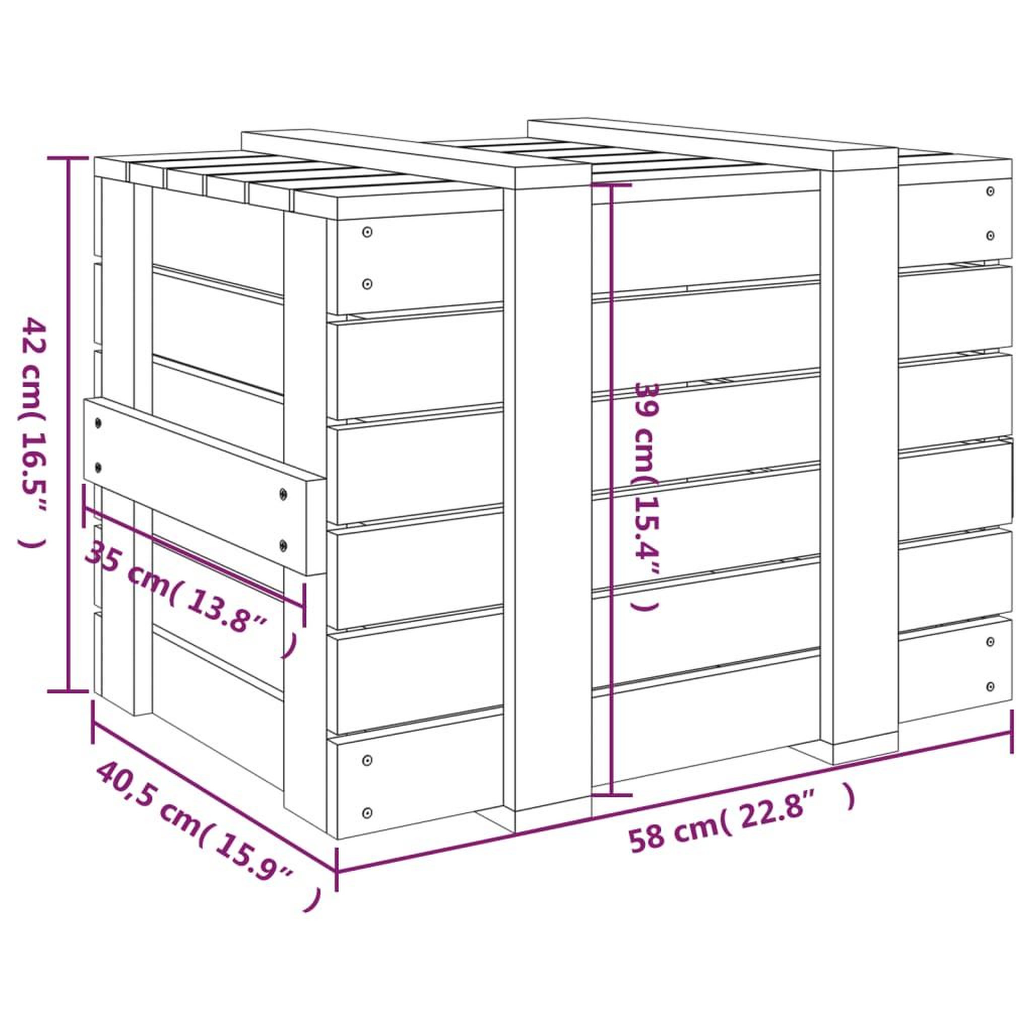 Voir la diapositive 6 : VIDAXL Boîte de rangement Marron miel 58x40,5x42 cm Bois massif pin